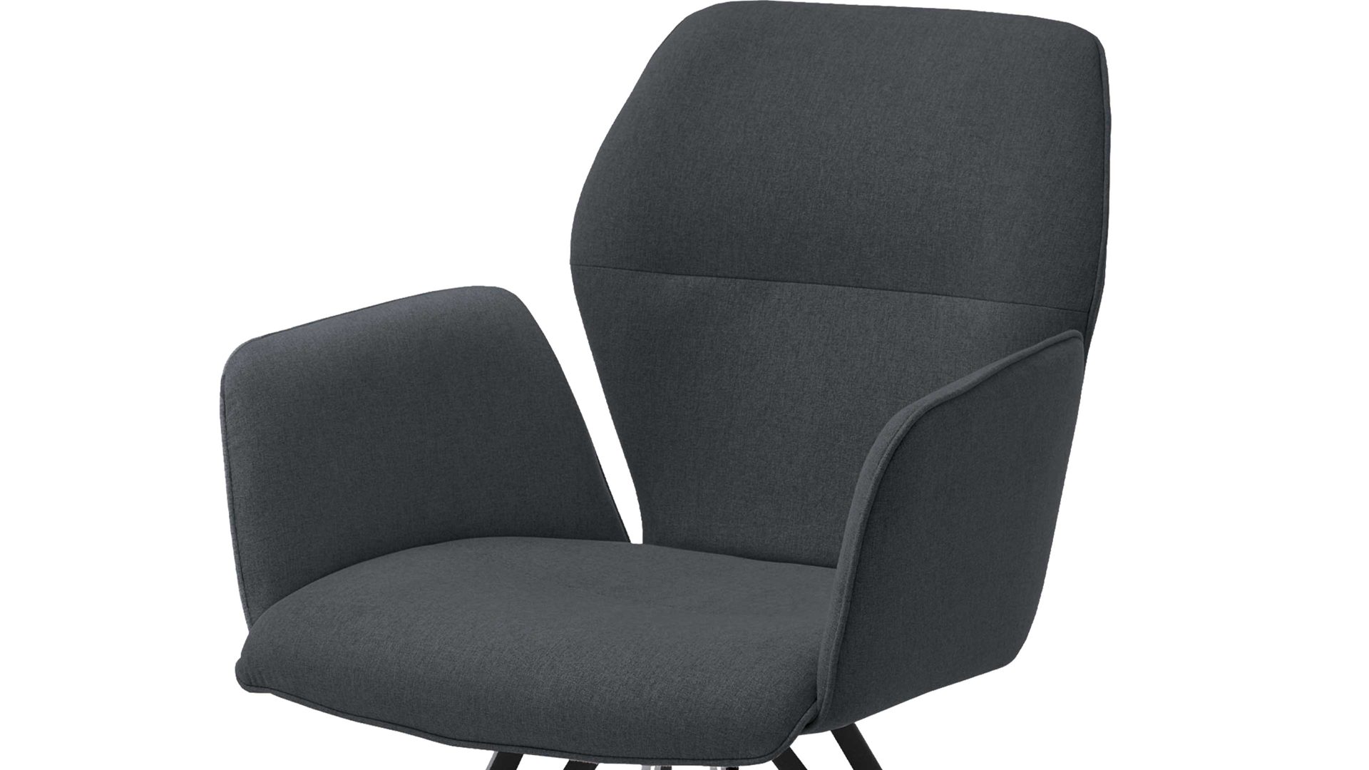 Vierfußstuhl Niehoff sitzmoebel aus Stoff in Dunkelgrau NIEHOFF SITZMÖBEL Armlehnstuhl Merlot Rückholfunktion - graphitfarbener Webstoff Venice 850 & schwarzes Eisen