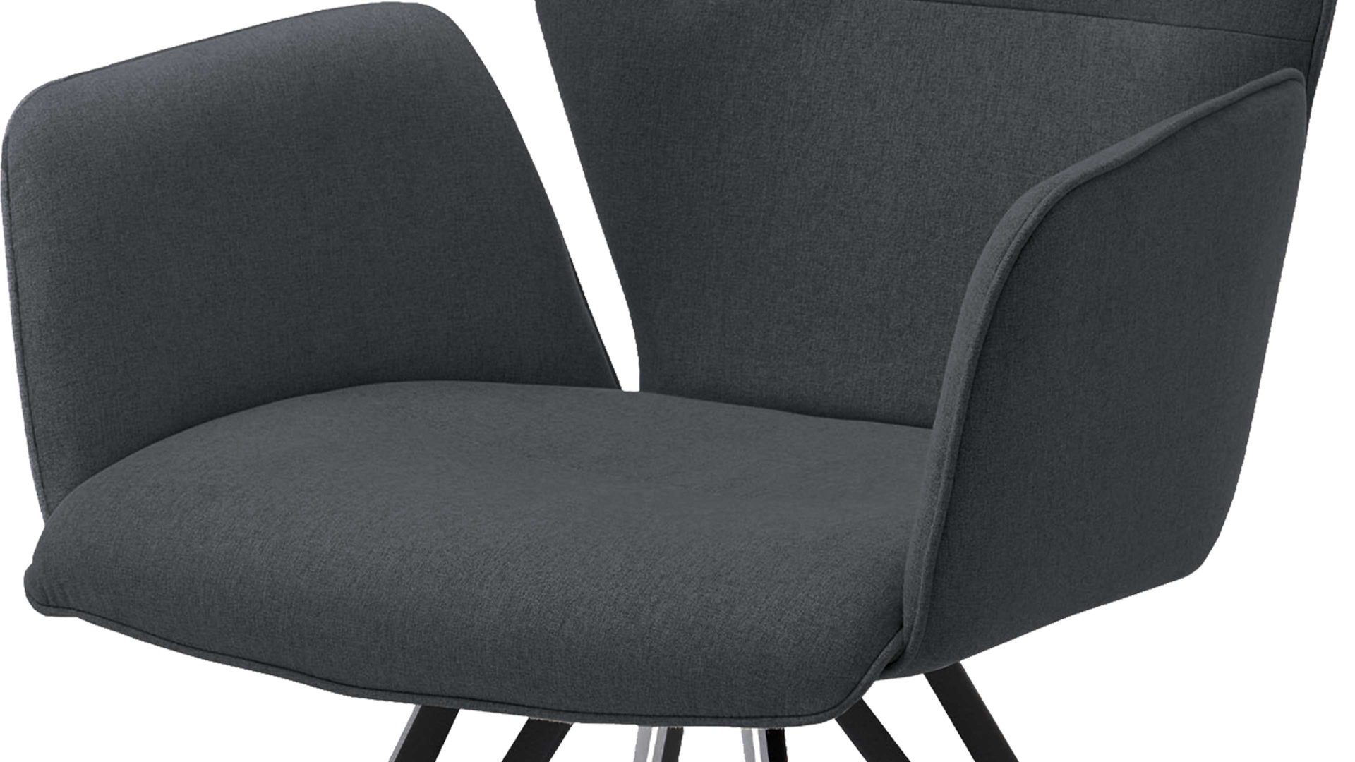 Vierfußstuhl Niehoff sitzmoebel aus Stoff in Dunkelgrau NIEHOFF SITZMÖBEL Armlehnstuhl Merlot graphitfarbener Webstoff Venice 850 & schwarzes Eisen