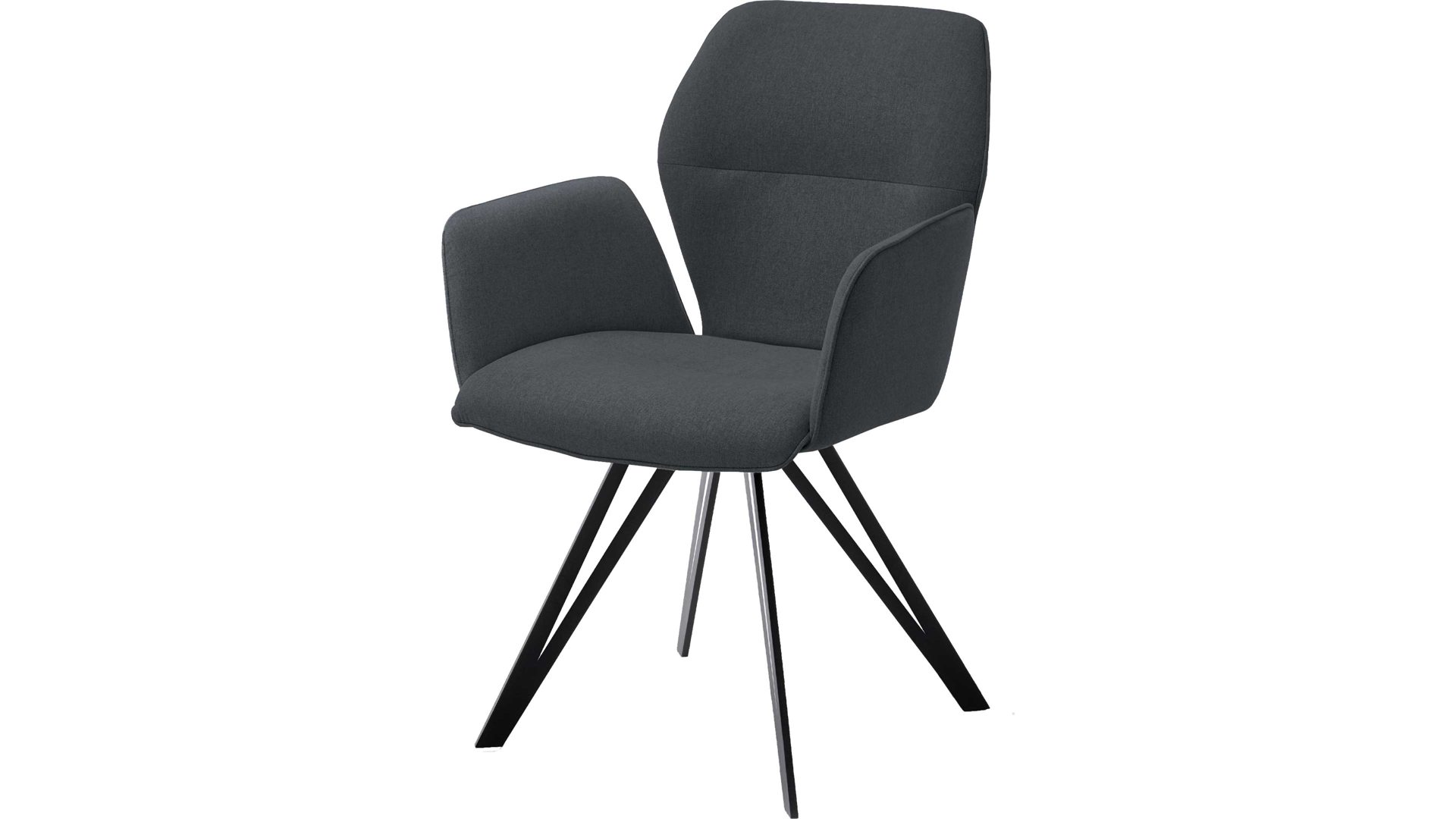 Vierfußstuhl Niehoff sitzmoebel aus Stoff in Dunkelgrau NIEHOFF SITZMÖBEL Armlehnstuhl Merlot graphitfarbener Webstoff Venice 850 & schwarzes Eisen