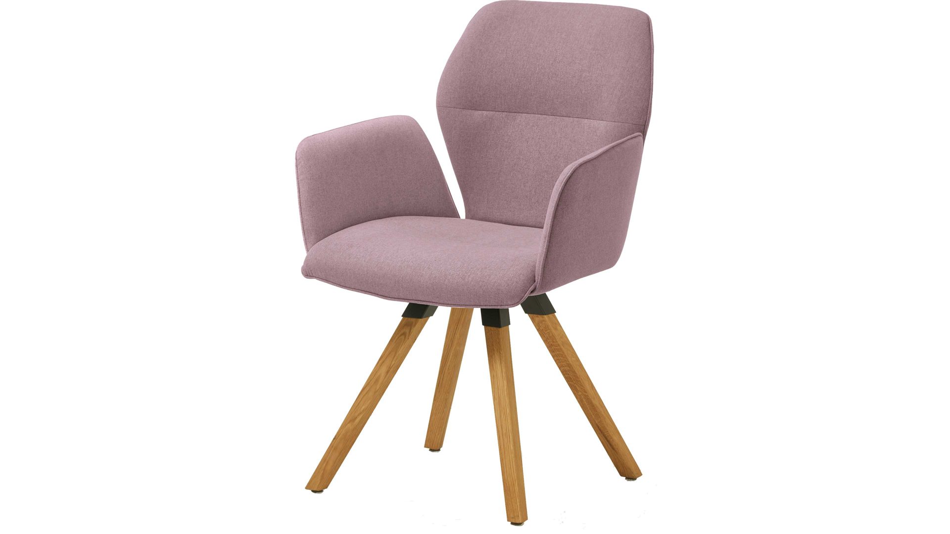 Vierfußstuhl Niehoff sitzmoebel aus Stoff in Lila NIEHOFF SITZMÖBEL Armlehnstuhl Merlot Rückholfunktion - auberginefarbener Webstoff Venice 852 & Wildeiche