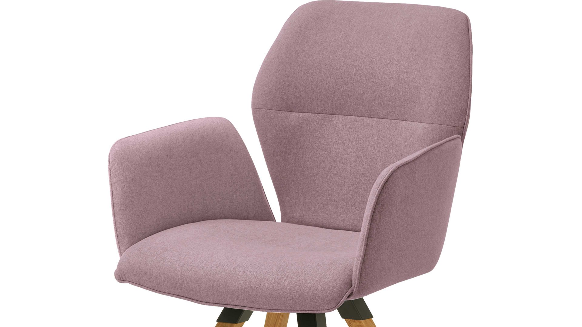Vierfußstuhl Niehoff sitzmoebel aus Stoff in Lila NIEHOFF SITZMÖBEL Armlehnstuhl Merlot Rückholfunktion - auberginefarbener Webstoff Venice 852 & Wildeiche