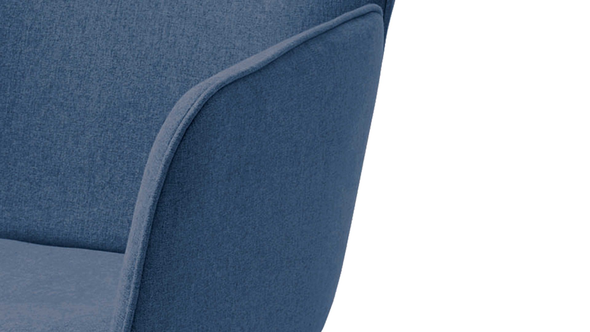 Vierfußstuhl Niehoff sitzmoebel aus Stoff in Blau NIEHOFF SITZMÖBEL Armlehnstuhl Merlot Rückholfunktion - blauer Webstoff Venice 854 & Wildeiche