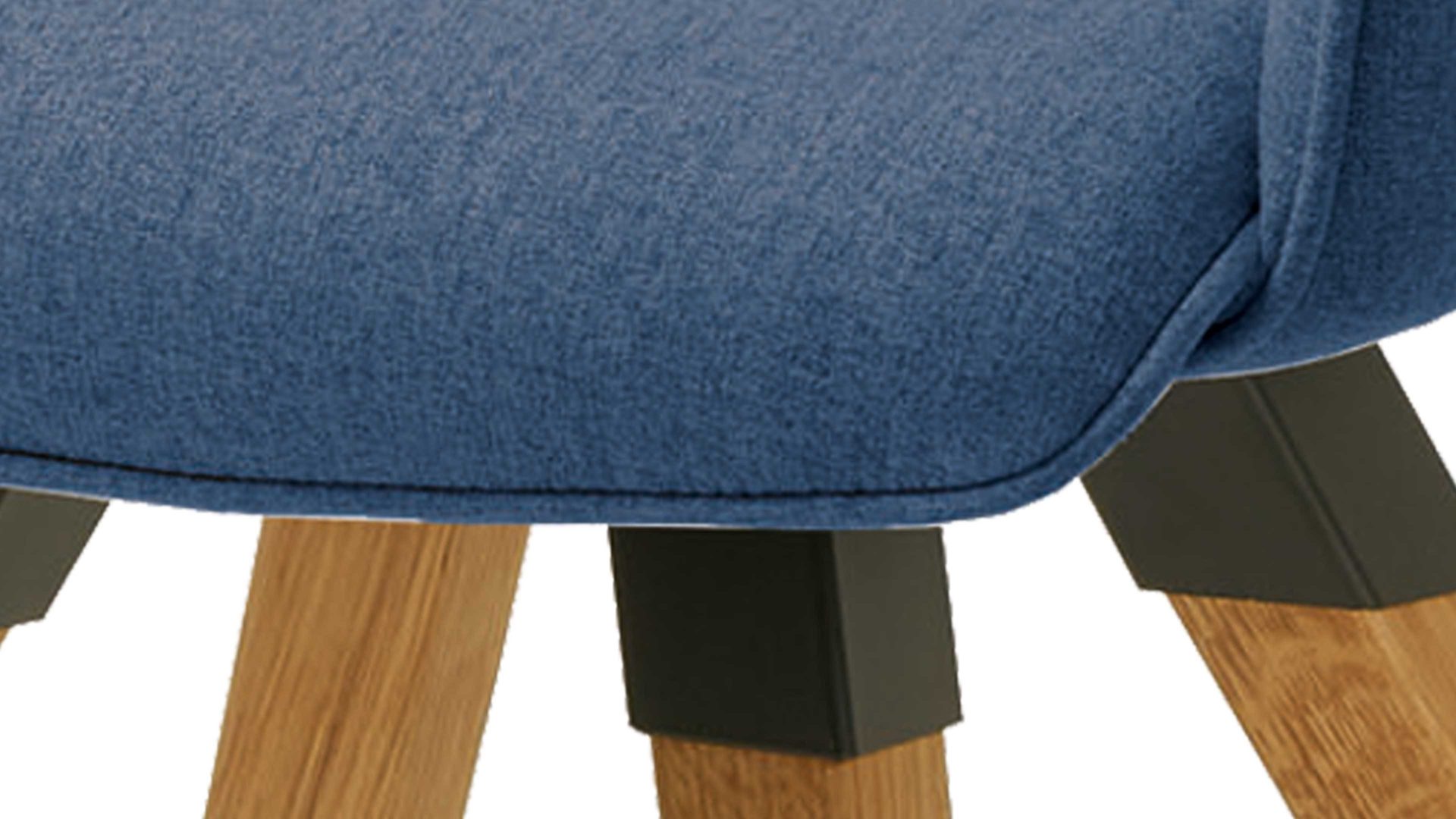 Vierfußstuhl Niehoff sitzmoebel aus Stoff in Blau NIEHOFF SITZMÖBEL Armlehnstuhl Merlot Rückholfunktion - blauer Webstoff Venice 854 & Wildeiche