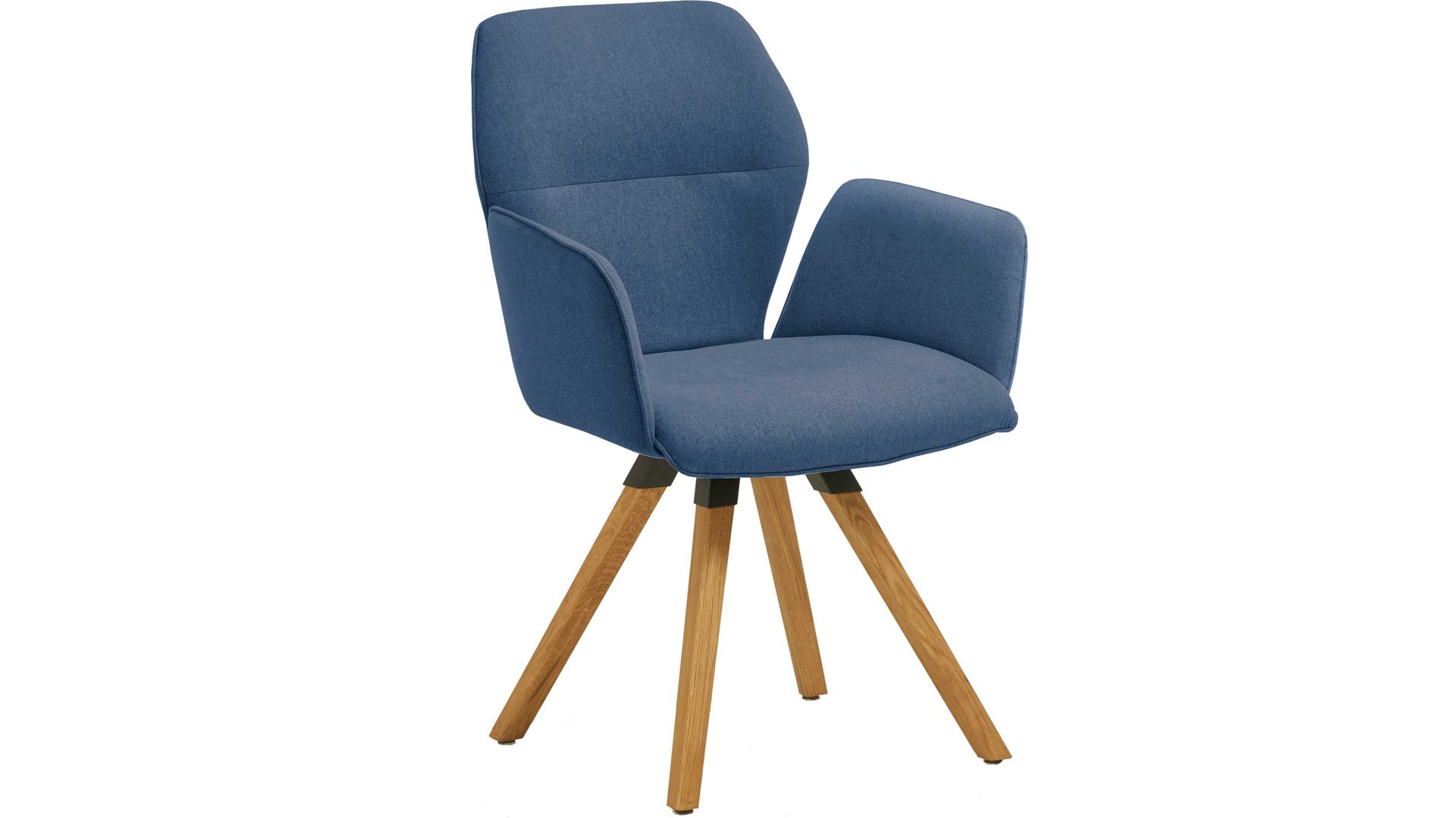 Vierfußstuhl Niehoff sitzmoebel aus Stoff in Blau NIEHOFF SITZMÖBEL Armlehnstuhl Merlot Rückholfunktion - blauer Webstoff Venice 854 & Wildeiche