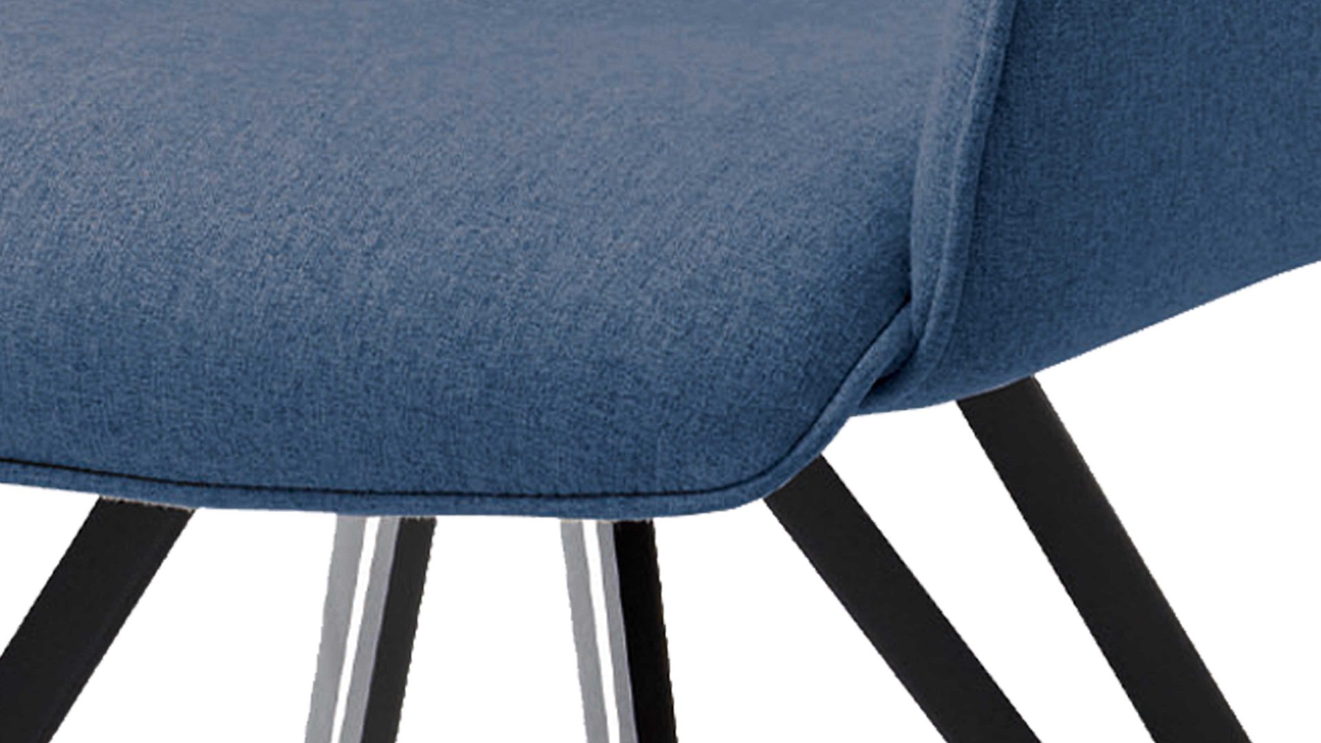 Vierfußstuhl Niehoff sitzmoebel aus Stoff in Blau NIEHOFF SITZMÖBEL Armlehnstuhl Merlot blauer Webstoff Venice 854 & schwarzes Eisen