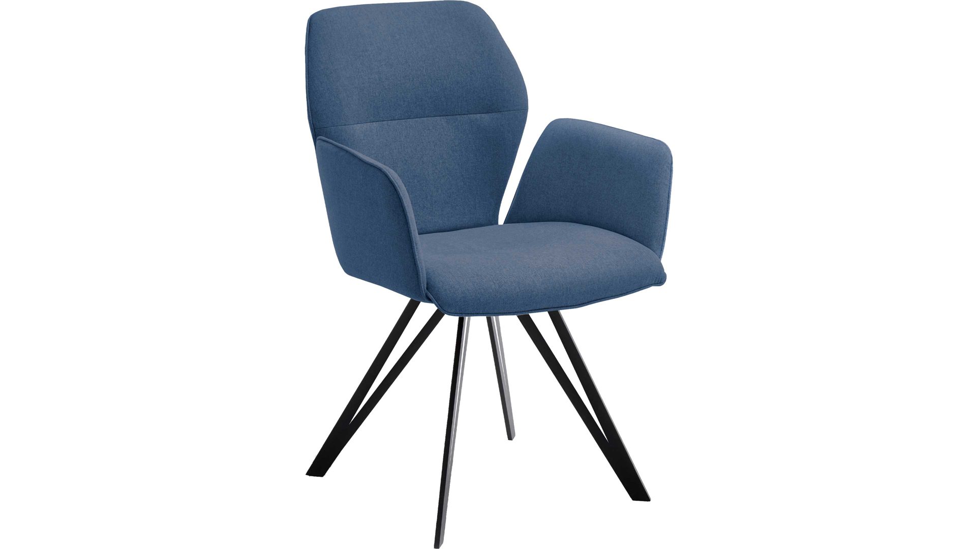 Vierfußstuhl Niehoff sitzmoebel aus Stoff in Blau NIEHOFF SITZMÖBEL Armlehnstuhl Merlot blauer Webstoff Venice 854 & schwarzes Eisen