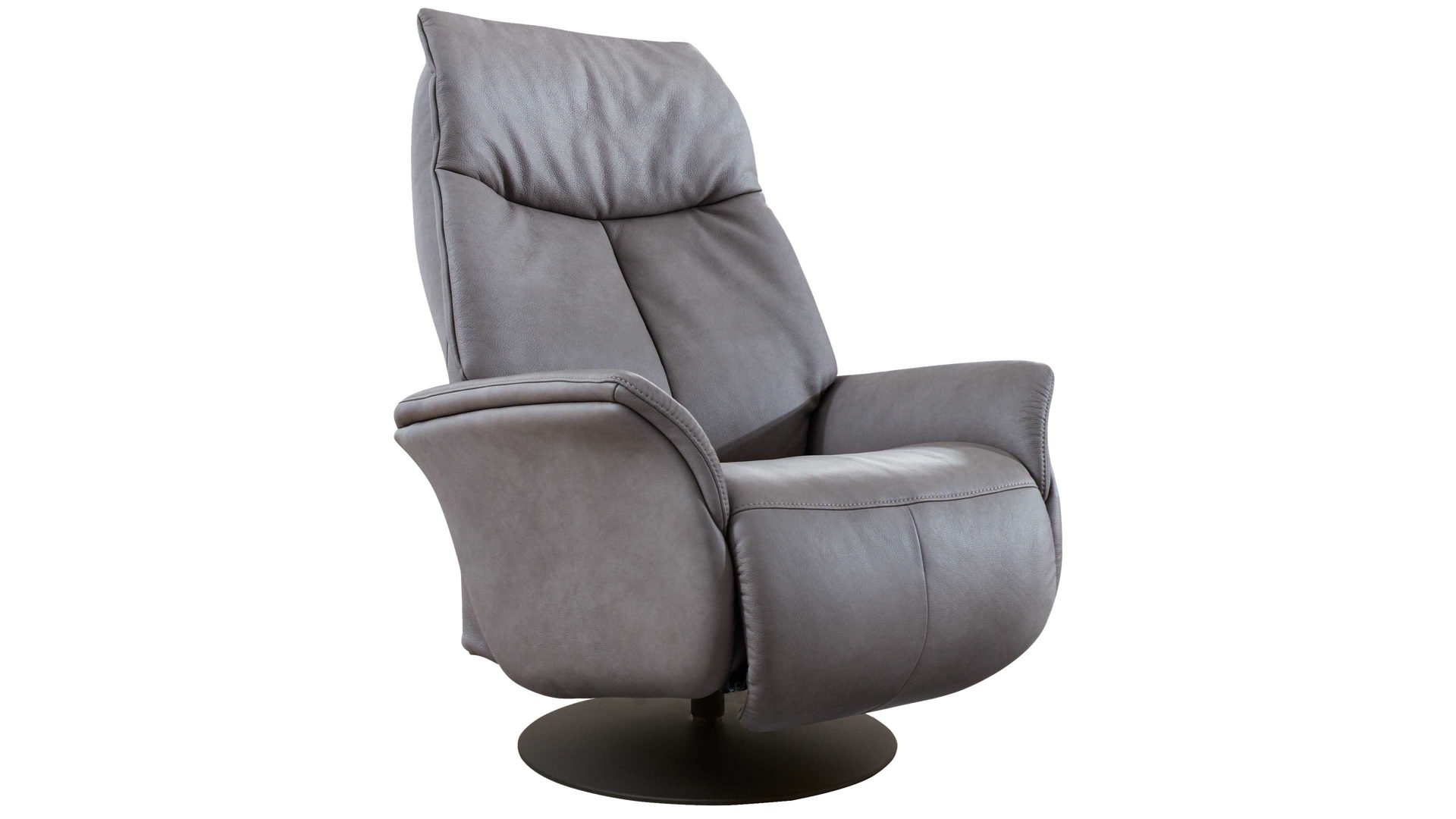 Relaxsessel Interliving aus Leder in Grau Interliving Sessel Serie 4550 - Sessel 37O44 manuelle Funktionen - titanfarbenes LongLife-Leder & anthrazitfarbener Tellerfuß