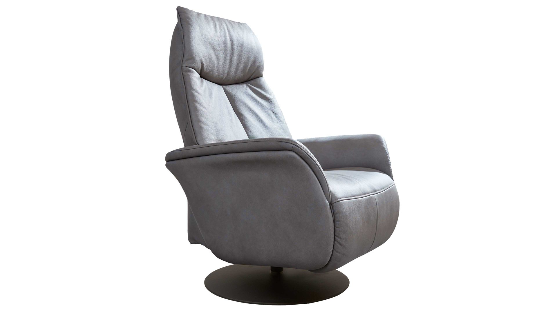 Relaxsessel Interliving aus Leder in Grau Interliving Sessel Serie 4550 - Sessel manuelle Funktionen - titanfarbenes LongLife-Leder & anthrazitfarbener Tellerfuß