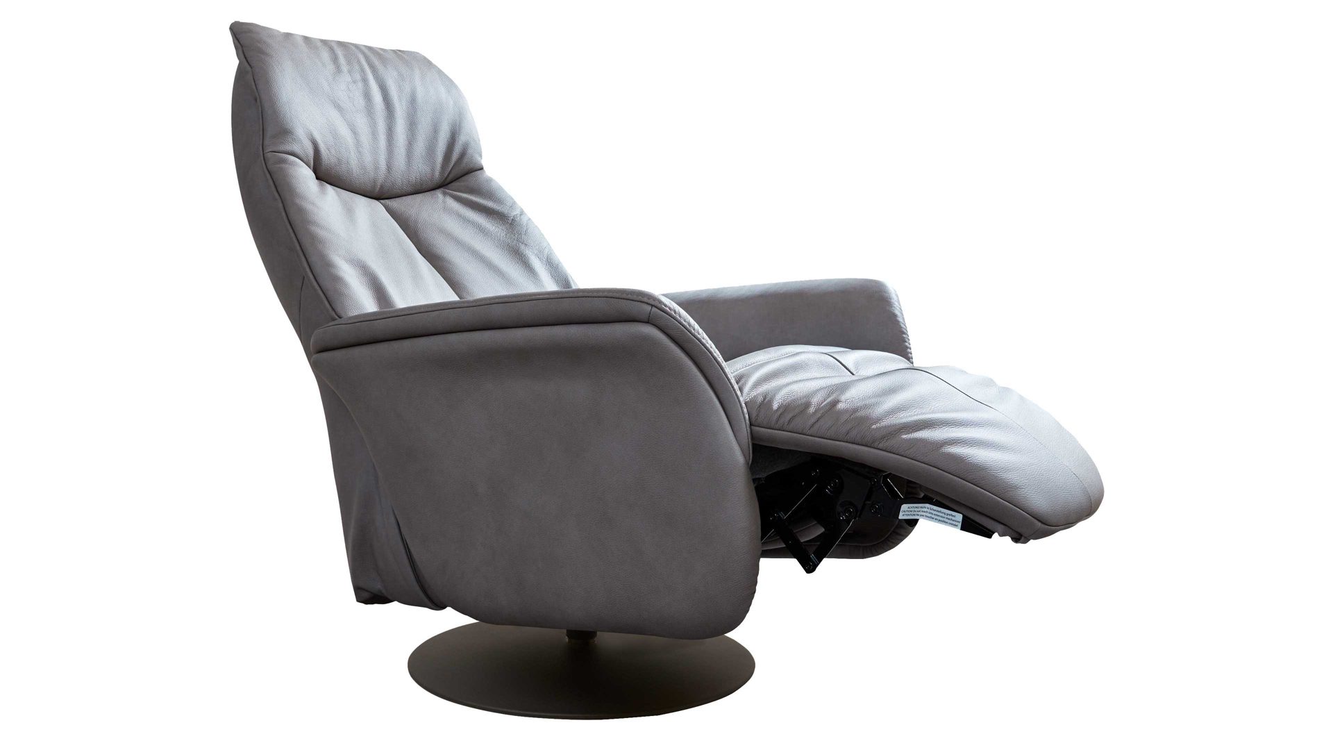 Relaxsessel Interliving aus Leder in Grau Interliving Sessel Serie 4550 - Sessel manuelle Funktionen - titanfarbenes LongLife-Leder & anthrazitfarbener Tellerfuß