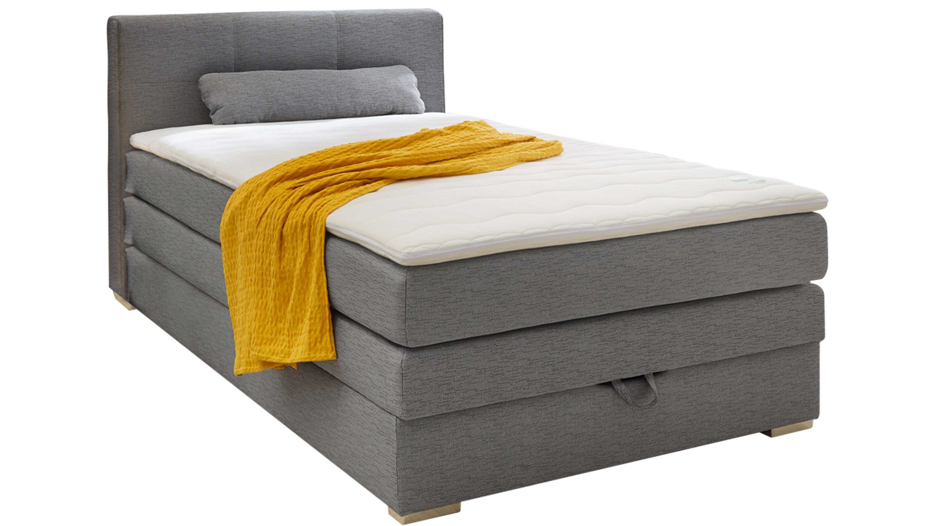 Boxspringbett Jockenhöfer aus Stoff in Grau Boxspringbett Eve graues Flachgewebe 142.09 – Liegefläche ca. 120 x 200 cm
