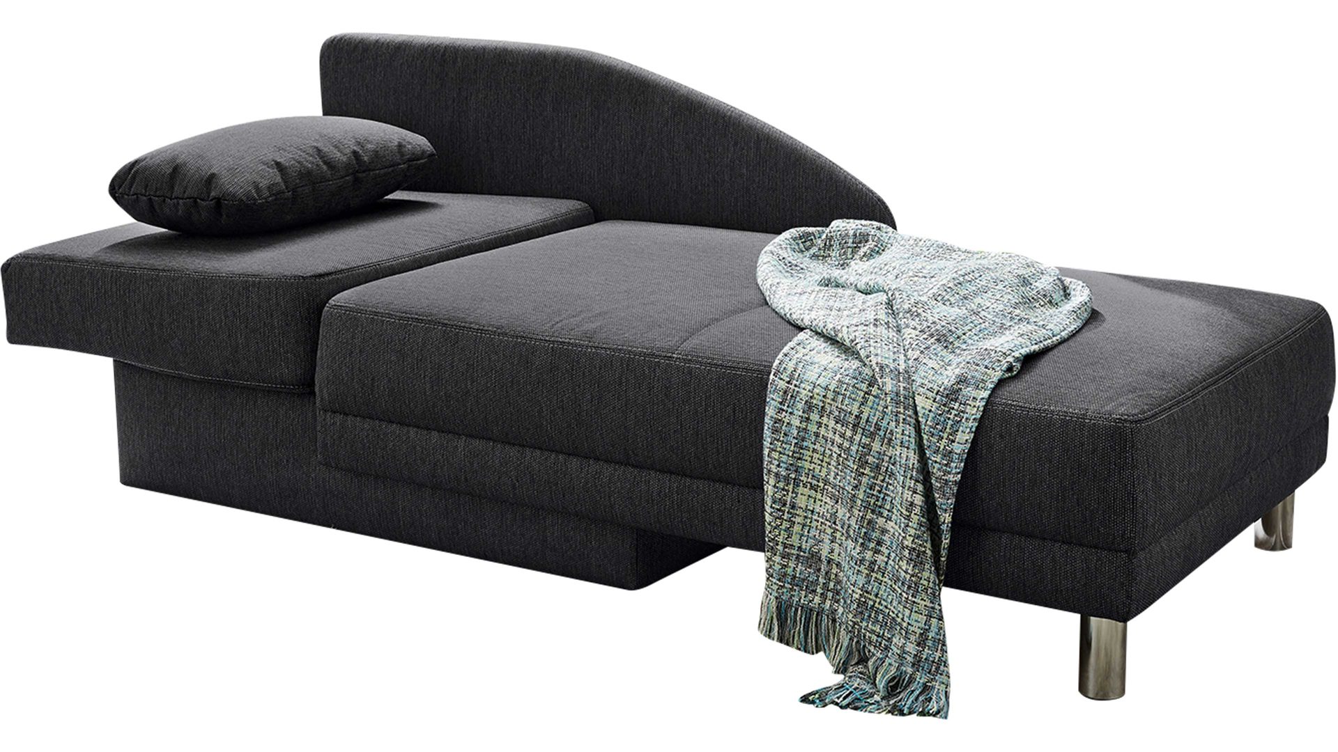 Recamiere Job aus Stoff in Anthrazit Recamiere Roy-SE anthrazitfarbenes Flachgewebe 290-59 & 289-59