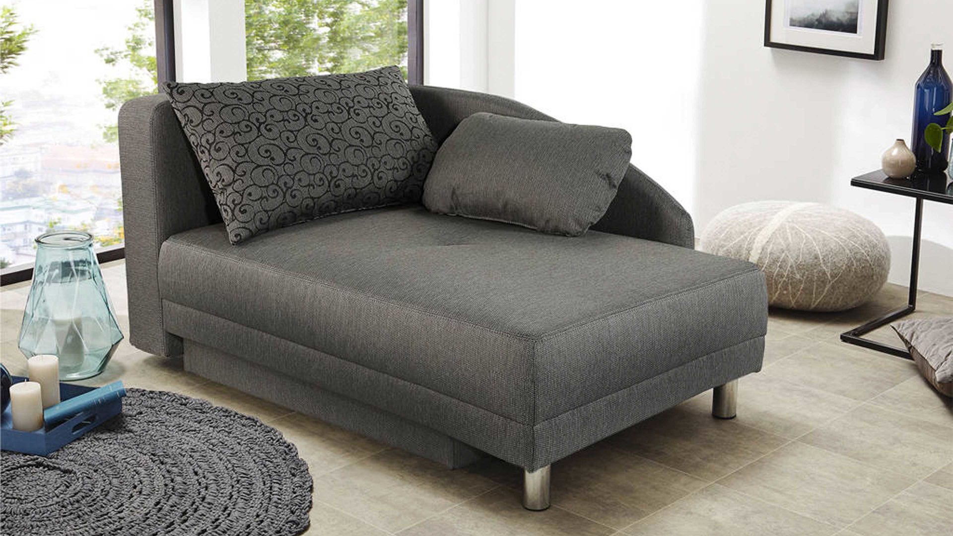 Recamiere Job aus Stoff in Braun Recamiere Roy-SE braunes Flachgewebe 290-58 & 289-58