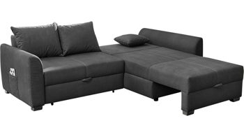 Ecksofa Job aus Stoff in Dunkelgrau Funktions-Ecksofa Boomer dunkelgraues Flachgewebe 295.19 – Stellfläche ca. 236 x 160 cm