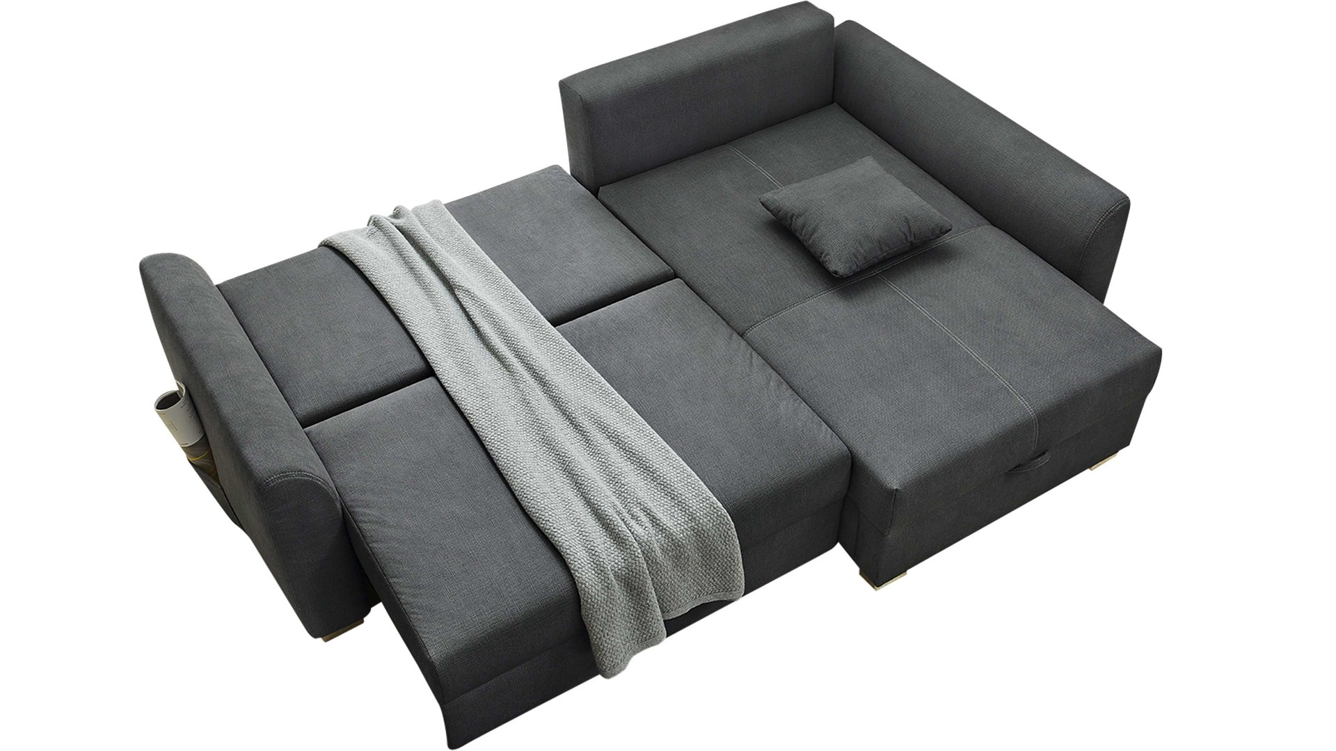 Ecksofa Job aus Stoff in Dunkelgrau Funktions-Ecksofa Boomer dunkelgraues Flachgewebe 295.19 – Stellfläche ca. 236 x 160 cm