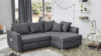 Ecksofa Job aus Stoff in Dunkelgrau Funktions-Ecksofa Boomer dunkelgraue Mikrofaser 317.09 – Stellfläche ca. 236 x 160 cm