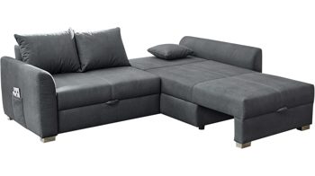 Ecksofa Job aus Stoff in Dunkelgrau Funktions-Ecksofa Boomer dunkelgraue Mikrofaser 317.09 – Stellfläche ca. 236 x 160 cm