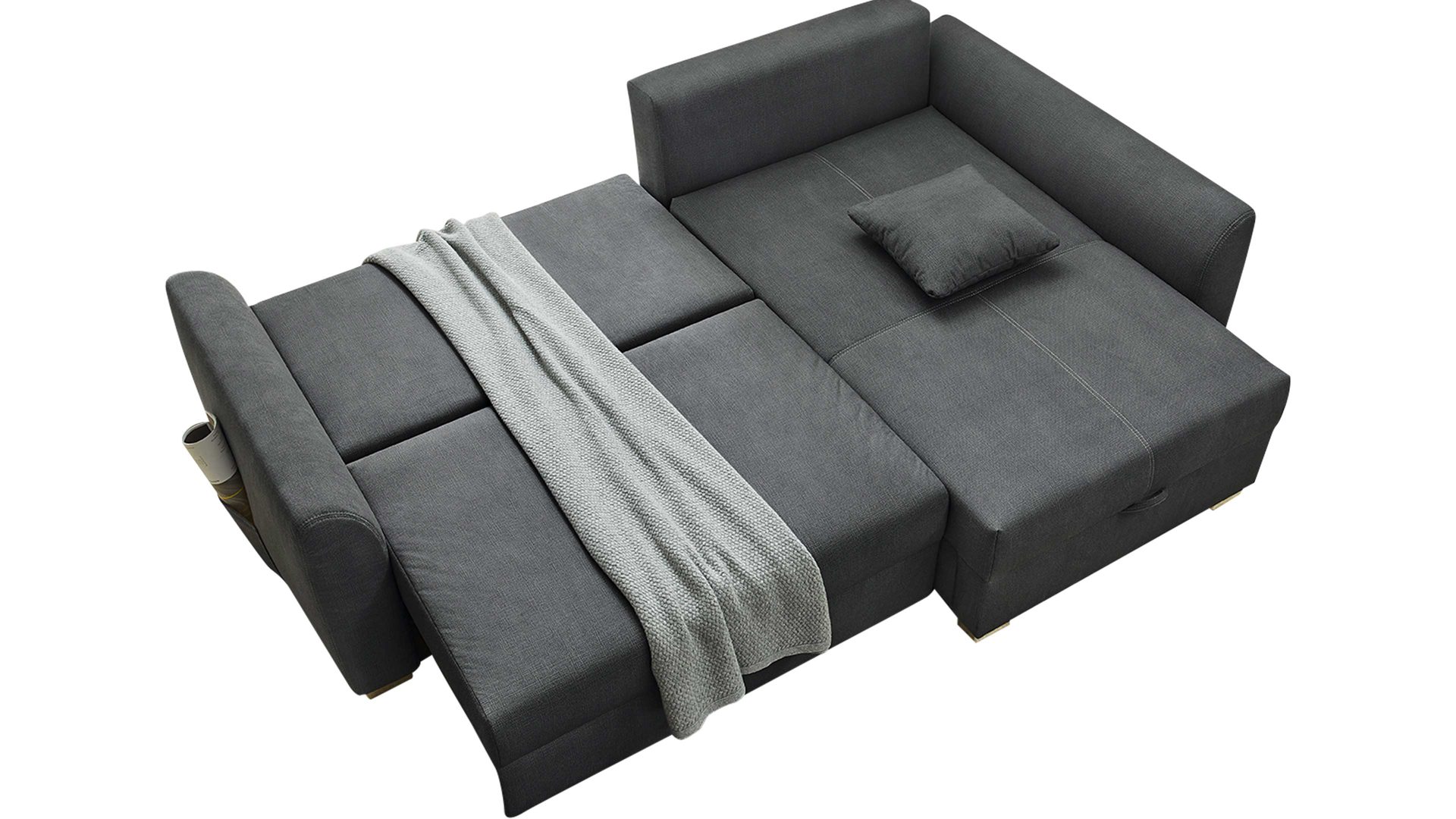 Ecksofa Job aus Stoff in Dunkelgrau Funktions-Ecksofa Boomer dunkelgraue Mikrofaser 317.09 – Stellfläche ca. 236 x 160 cm