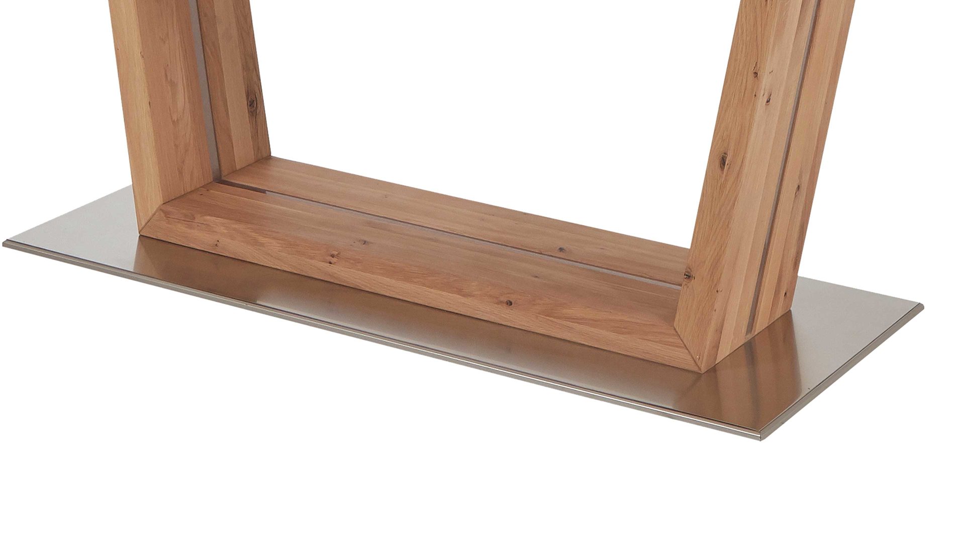 Esstisch Dudinger furniture aus Holz in Holzfarben Massivholz-Esstisch Lena biancofarbene Wildeiche & Metallbodenplatte – ca. 180 x 90 cm