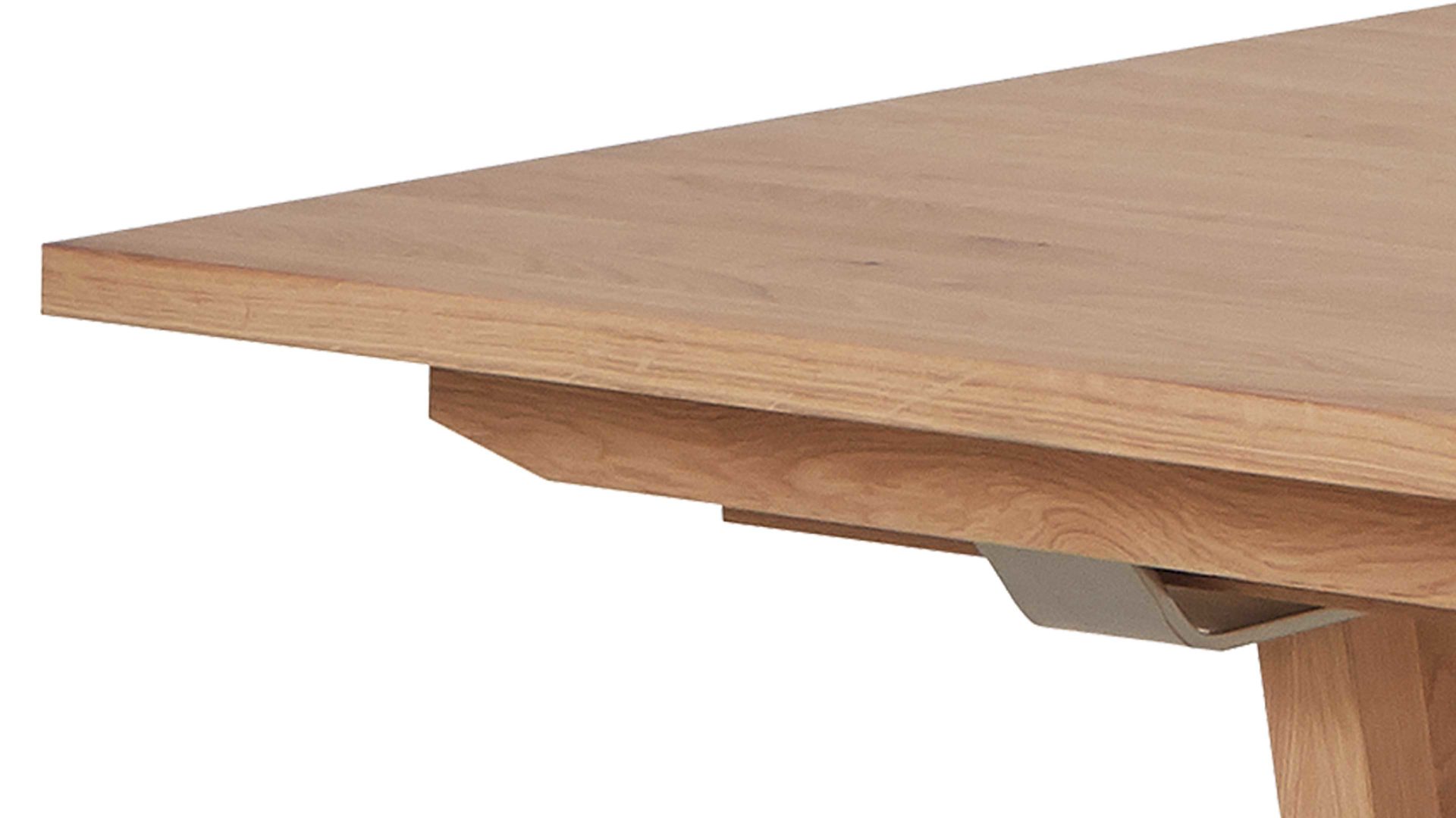 Esstisch Dudinger furniture aus Holz in Holzfarben Massivholz-Esstisch Lena biancofarbene Wildeiche & Metallbodenplatte – ca. 180 x 90 cm