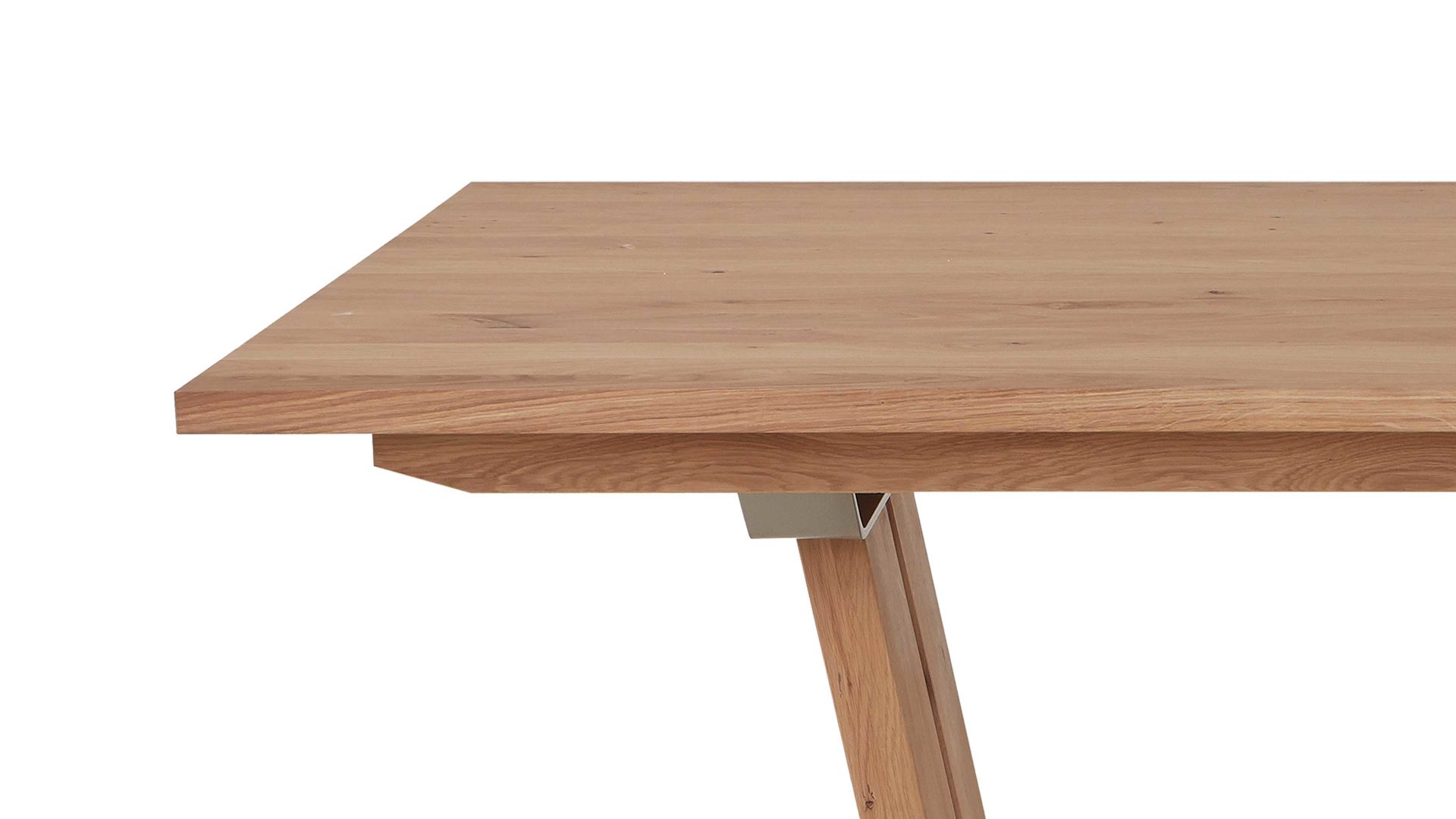 Esstisch Dudinger furniture aus Holz in Holzfarben Massivholz-Esstisch Lena biancofarbene Wildeiche & Metallbodenplatte – ca. 180 x 90 cm