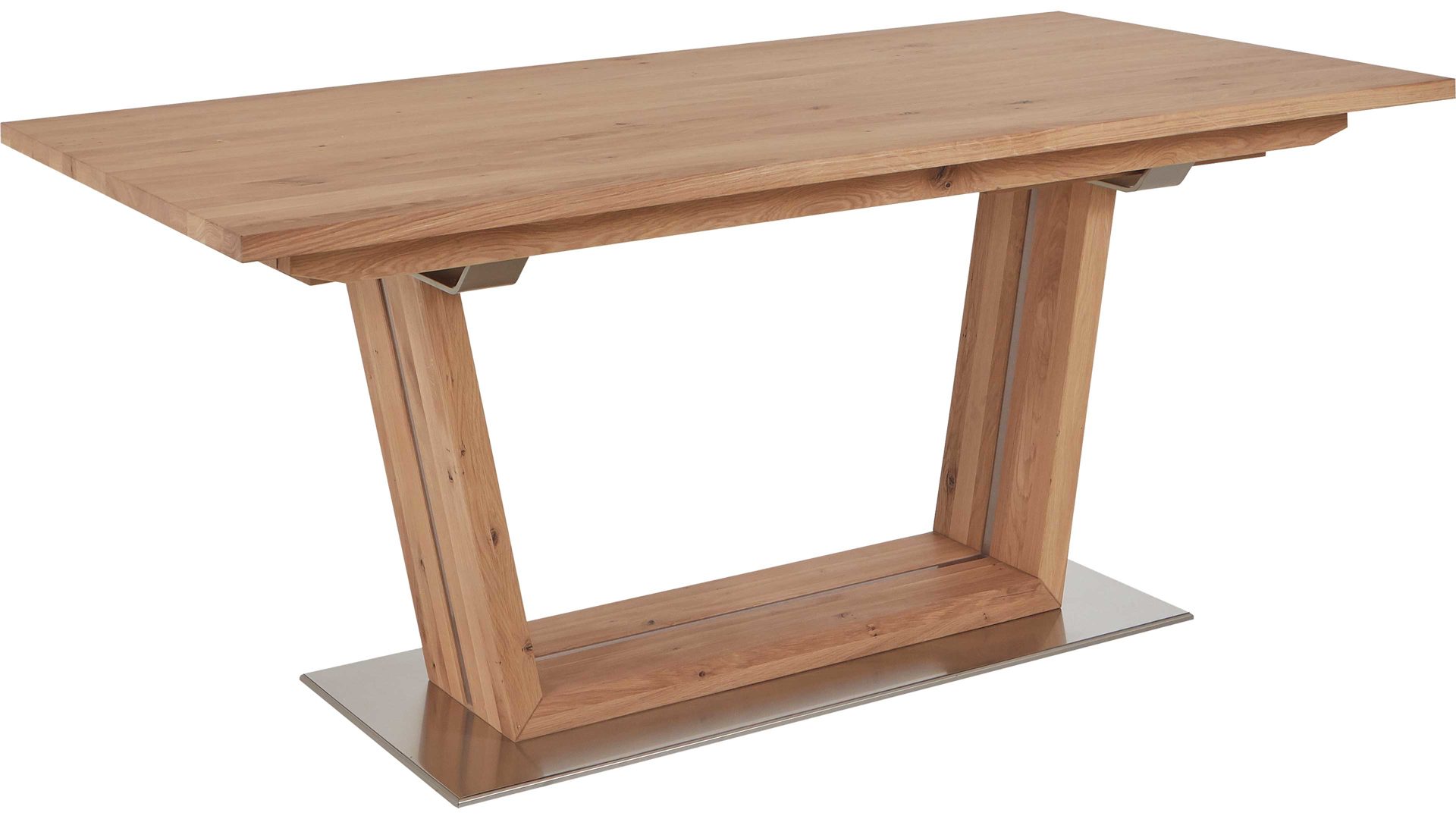 Esstisch Dudinger furniture aus Holz in Holzfarben Massivholz-Esstisch Lena biancofarbene Wildeiche & Metallbodenplatte – ca. 180 x 90 cm