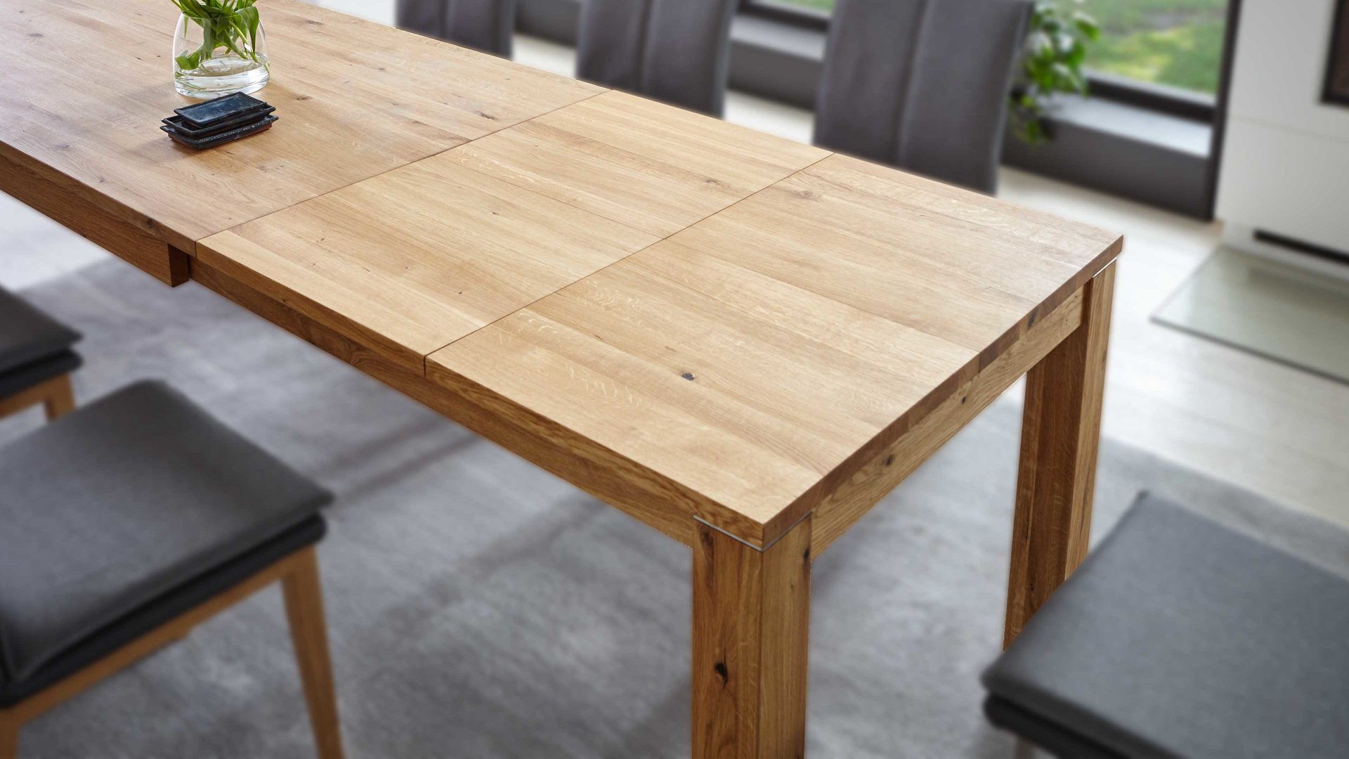 Auszugtisch Dudinger furniture aus Holz in Holzfarben Massivholz-Auszugtisch Ester Wildeiche – ca. 180-280 x 90 cm