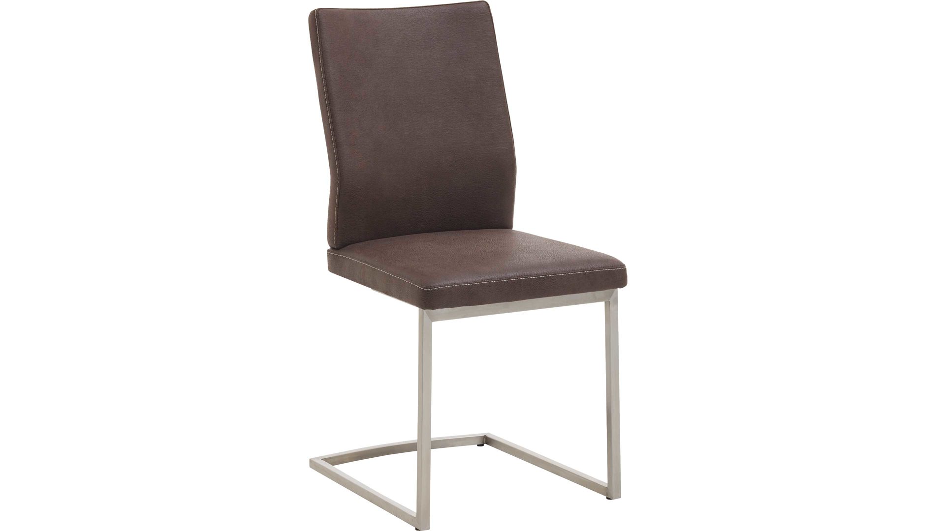 Schwingstuhl Dudinger furniture aus Stoff in Braun Schwingstuhl Larissa dunkelbrauner Stoffbezug & Edelstahlgestell