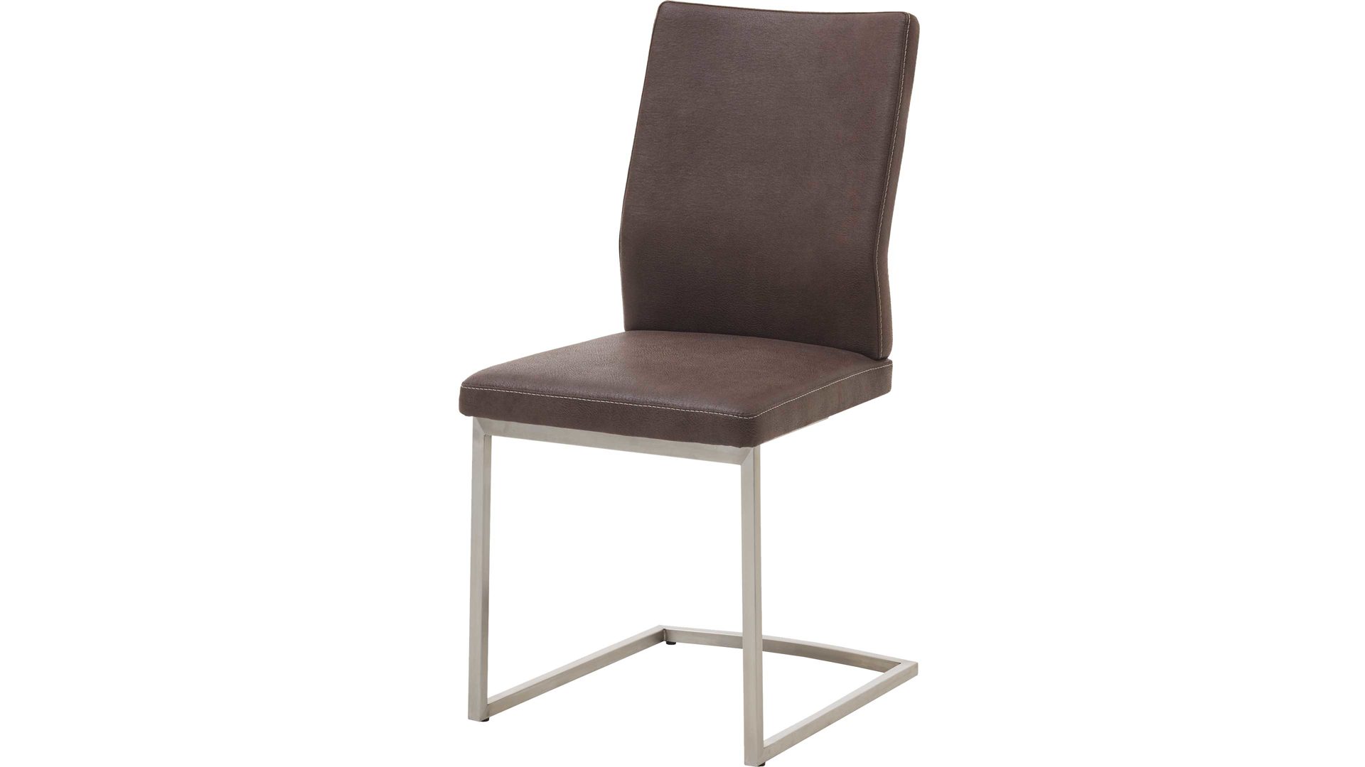 Schwingstuhl Dudinger furniture aus Stoff in Braun Schwingstuhl Larissa dunkelbrauner Stoffbezug & Edelstahlgestell