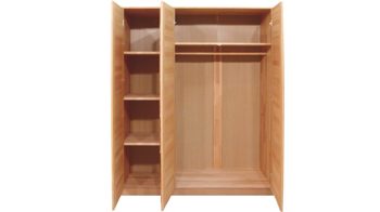 Kleiderschrank Elfo-möbel aus Holz in Holzfarben Kleiderschrank Tollow als Schlafzimmerschrank aus massiver Kernbuche geöltes Kernbuchenholz - Breite ca. 152 cm, zwei Holztüren, eine Spiegeltür
