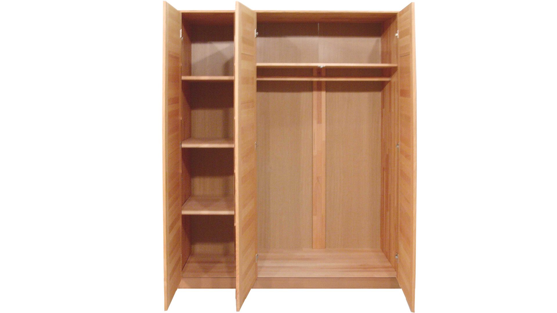 Kleiderschrank Elfo-möbel aus Holz in Holzfarben Kleiderschrank Tollow als Schlafzimmerschrank aus massiver Kernbuche geöltes Kernbuchenholz - Breite ca. 152 cm, zwei Holztüren, eine Spiegeltür
