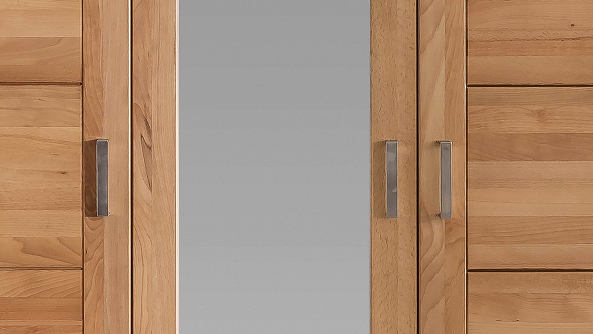 Kleiderschrank Elfo-möbel aus Holz in Holzfarben Kleiderschrank Tollow als Schlafzimmerschrank aus massiver Kernbuche geöltes Kernbuchenholz - Breite ca. 152 cm, zwei Holztüren, eine Spiegeltür