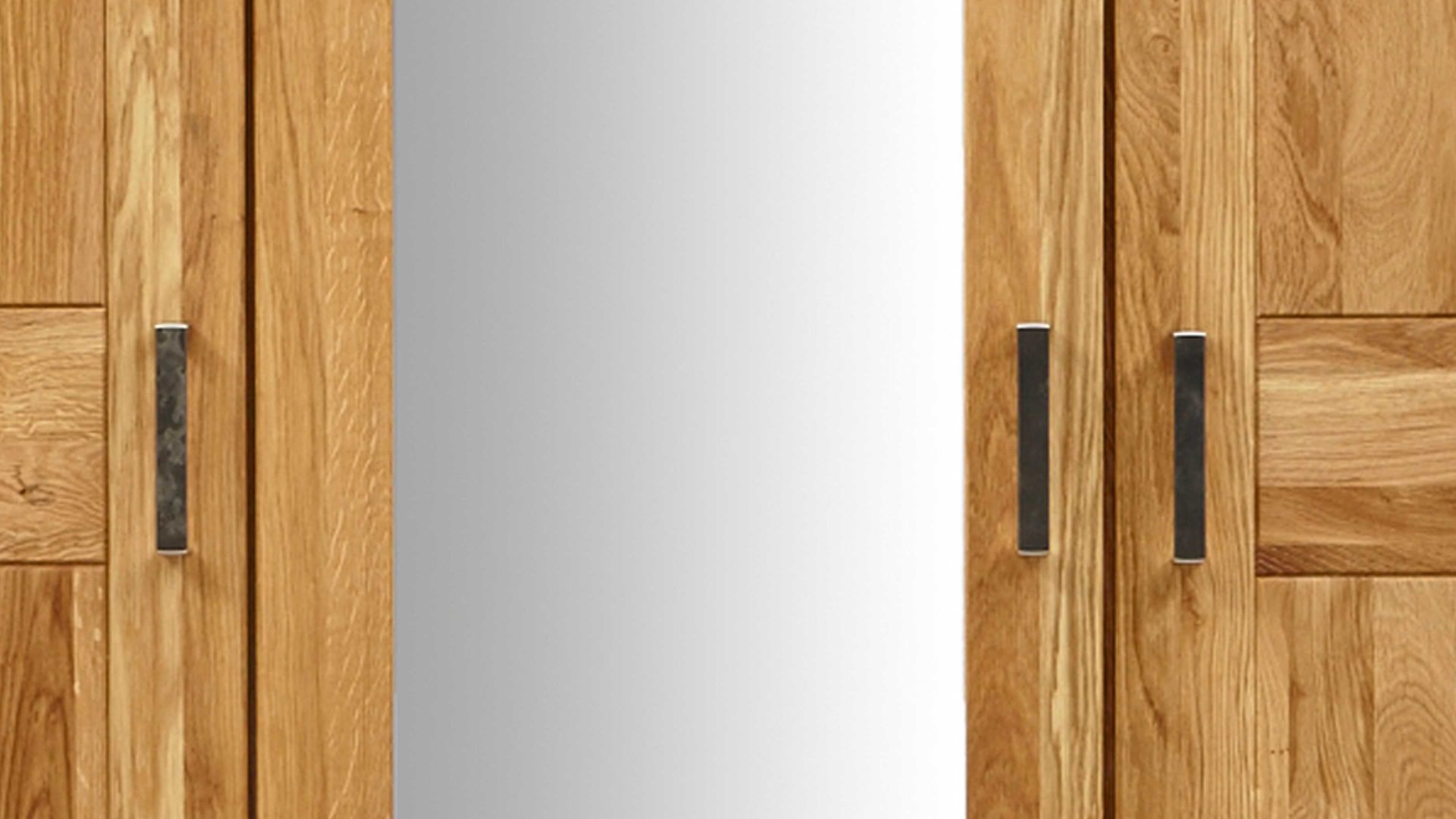 Kleiderschrank Elfo-möbel aus Holz in Holzfarben Kleiderschrank Toni mit Spiegeltür geölte Wildeiche – drei Türen, Breite ca. 152 cm