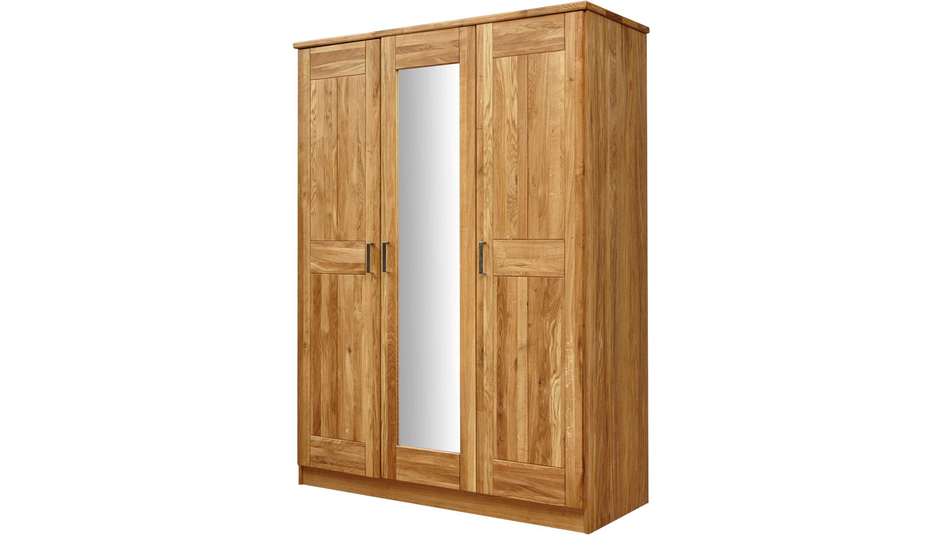 Kleiderschrank Elfo-möbel aus Holz in Holzfarben Kleiderschrank Toni mit Spiegeltür geölte Wildeiche – drei Türen, Breite ca. 152 cm