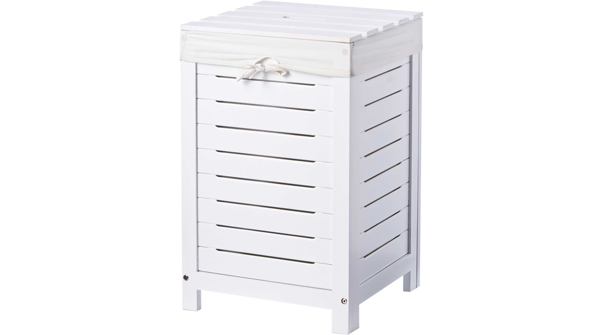 Wäschekorb Zeller present aus MDF in Weiß Wäschetruhe  weiß lackiertes MDF & Wäschesack - ca. 35 x 55 cm