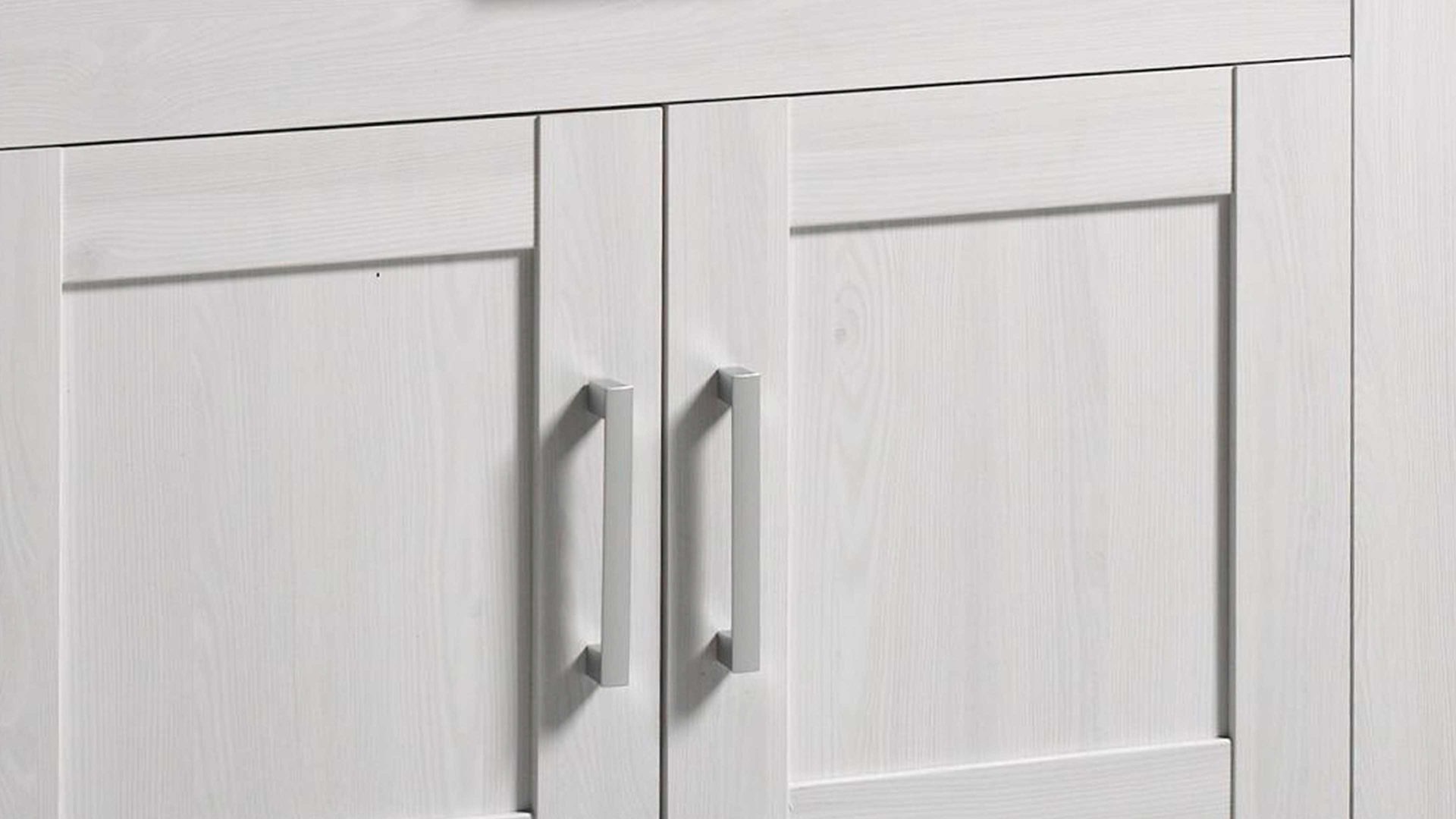 Sideboard Hbz meble aus Holz in Weiß Sideboard Romance Sibiu Lärche& San Remo hell– vier Türen, zwei Schubladen