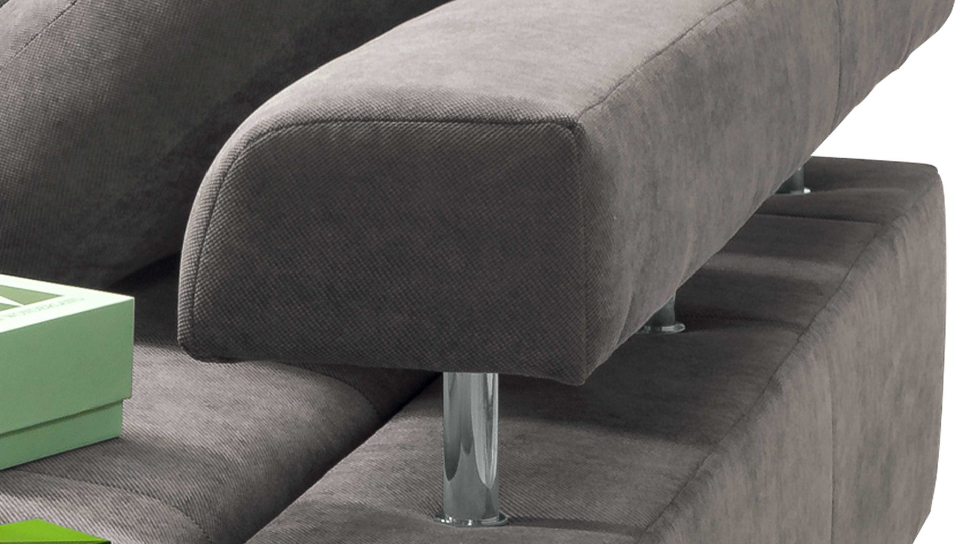 Ecksofa KAWOO aus Stoff in Dunkelgrau KAWOO Polstermöbel Serie Dream - Ecksofa bzw. Polsterecke grauer Bezug Sun 95 & Metallfüße – Stellfläche ca. 270 x 224 cm