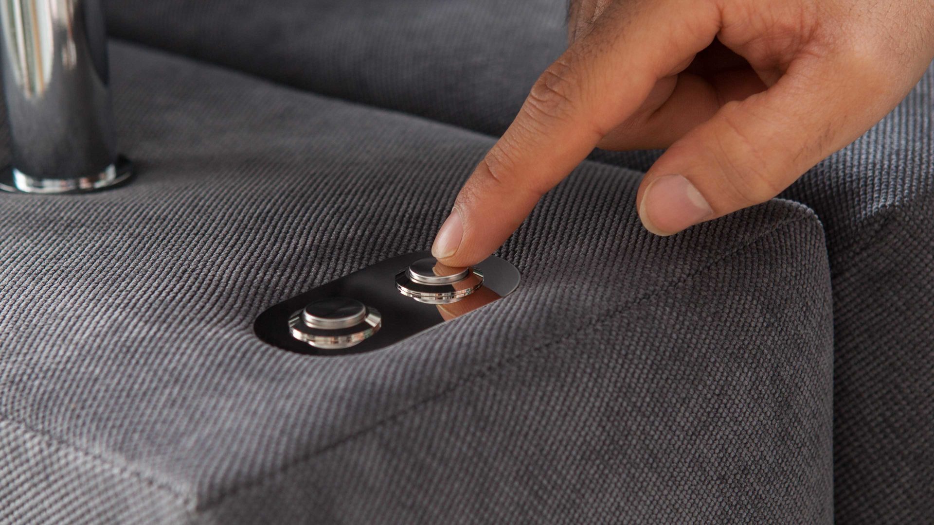 Ecksofa KAWOO aus Stoff in Anthrazit KAWOO Polstermöbel Serie Dream - Funktions-Ecksofa bzw. Polsterecke anthrazitfarbener Bezug Sun 96 & Metallfüße – Stellfläche ca. 270 x 224 cm