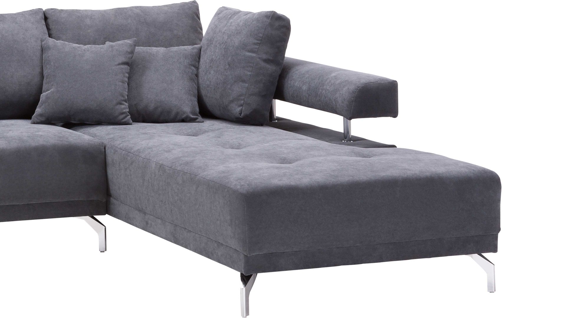 Ecksofa KAWOO aus Stoff in Anthrazit KAWOO Polstermöbel Serie Dream - Funktions-Ecksofa bzw. Polsterecke anthrazitfarbener Bezug Sun 96 & Metallfüße – Stellfläche ca. 270 x 224 cm