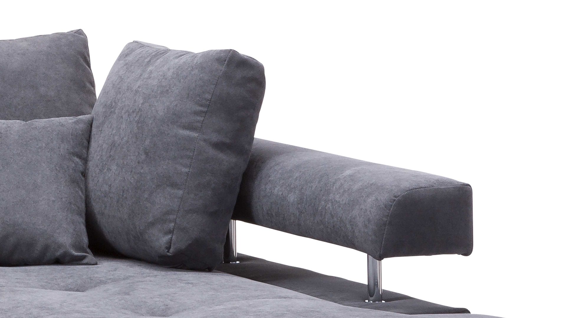 Ecksofa KAWOO aus Stoff in Anthrazit KAWOO Polstermöbel Serie Dream - Funktions-Ecksofa bzw. Polsterecke anthrazitfarbener Bezug Sun 96 & Metallfüße – Stellfläche ca. 270 x 224 cm