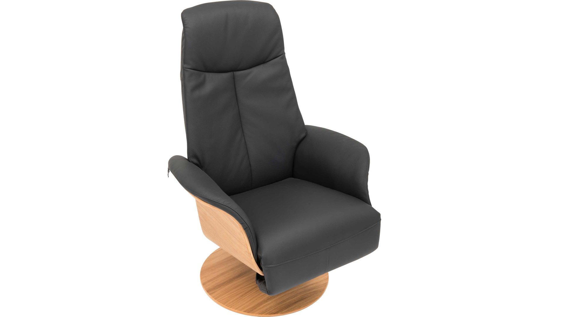 Relaxsessel Hjort knudsen aus Leder in Schwarz Relax-Drehsessel bzw. Ledersessel schwarzes Leder Soledo Split 441 & geölter Eichenholzfuß