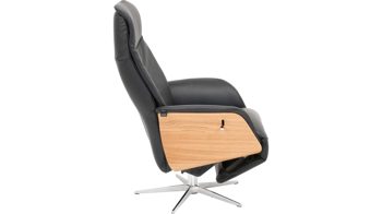 Relaxsessel Hjort knudsen aus Leder in Schwarz Relaxsessel bzw. Drehsessel - Polstermöbel schwarzes Leder Split 374 & Edelstahl-Sternfuß
