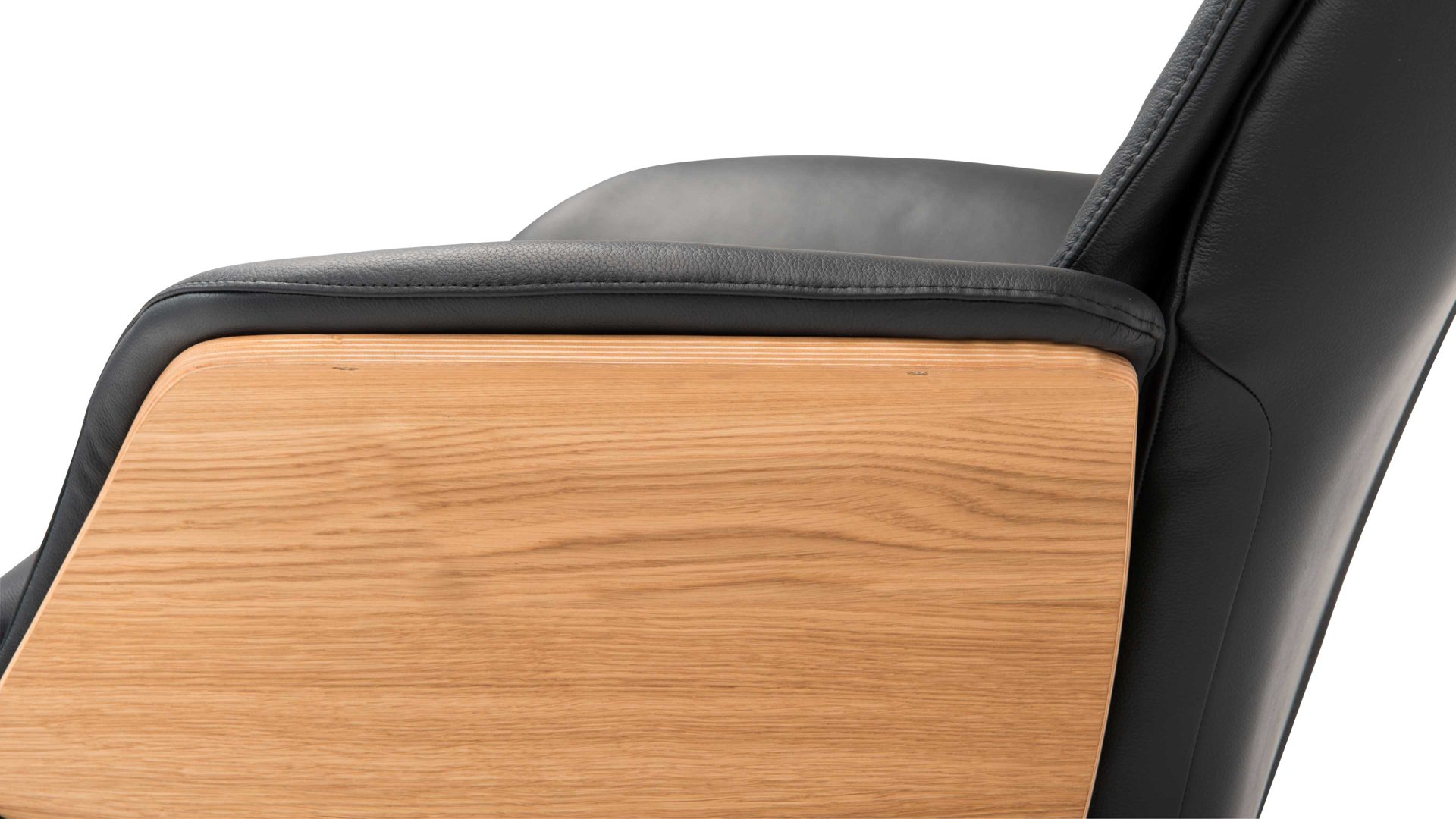 Relaxsessel Hjort knudsen aus Leder in Schwarz Relaxsessel bzw. Drehsessel - Polstermöbel schwarzes Leder Split 374 & Edelstahl-Sternfuß