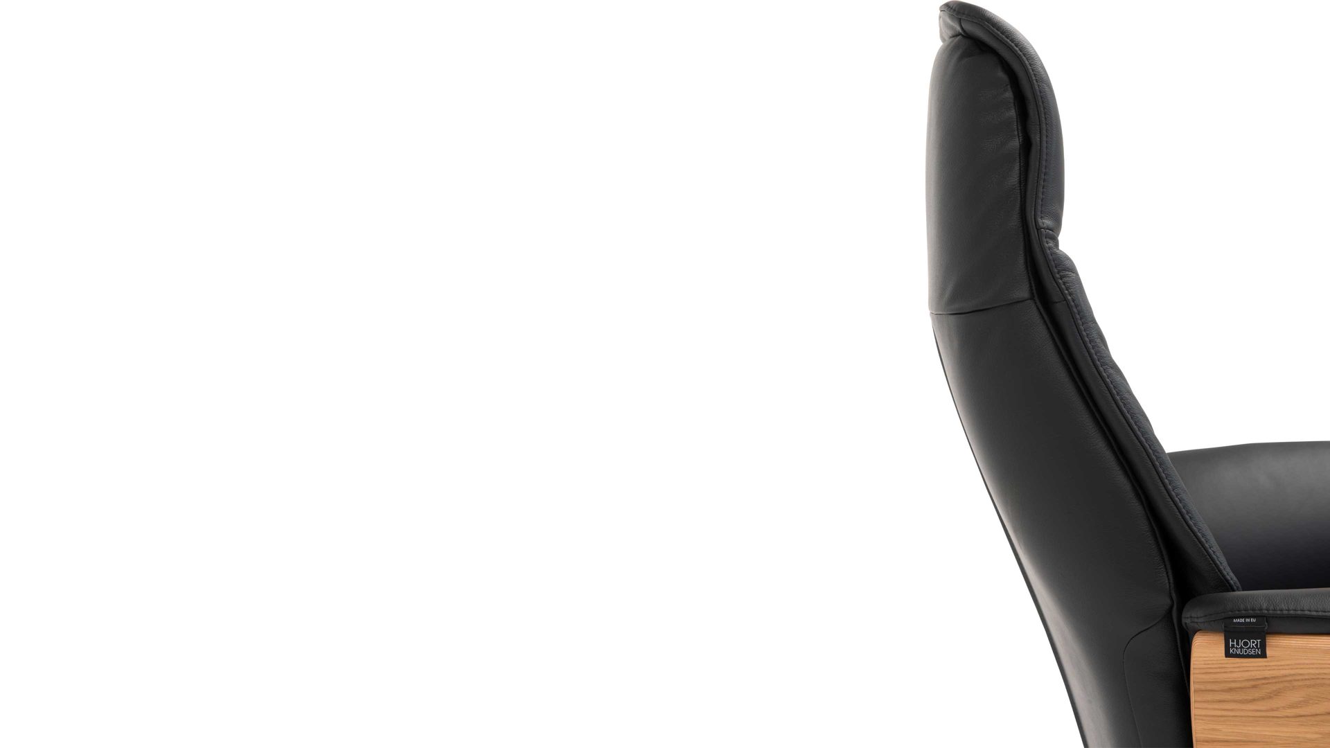 Relaxsessel Hjort knudsen aus Leder in Schwarz Relaxsessel bzw. Drehsessel - Polstermöbel schwarzes Leder Split 374 & Edelstahl-Sternfuß