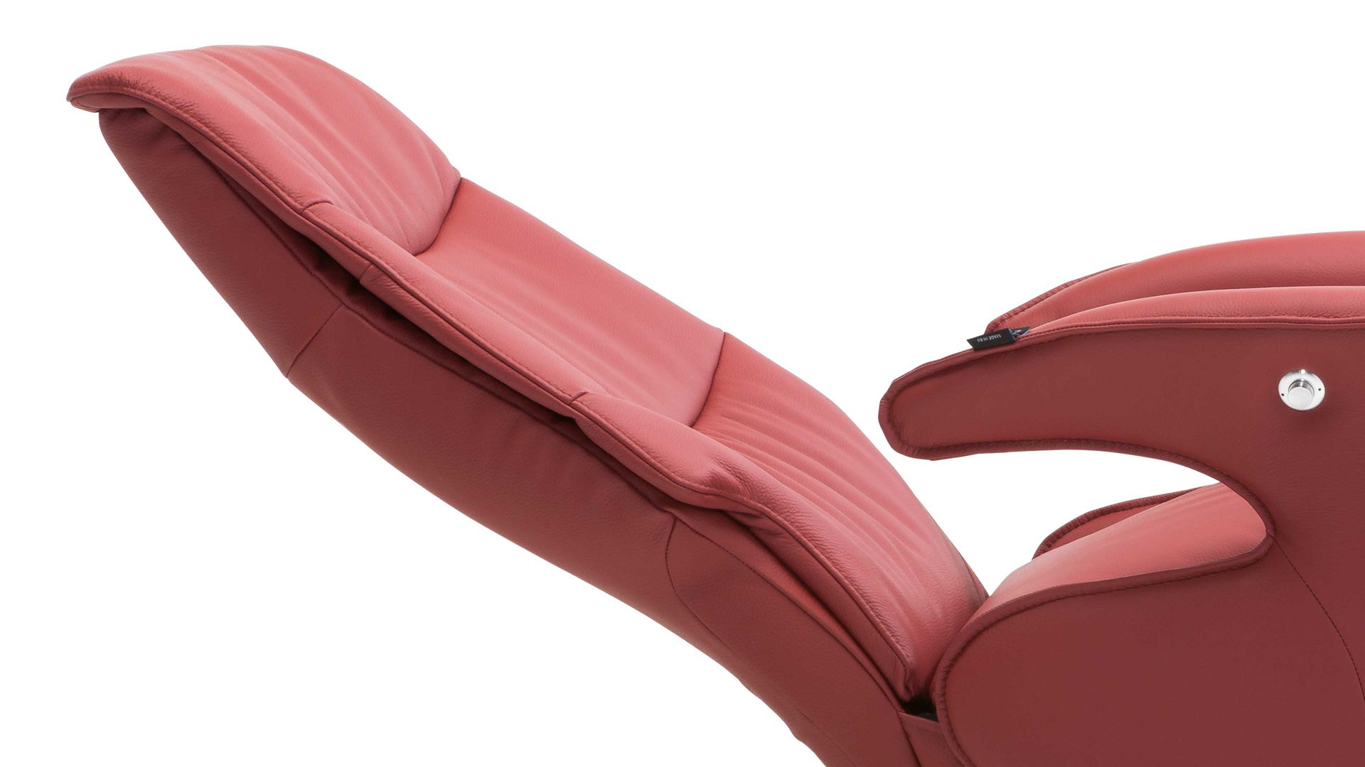 Relaxsessel Hjort knudsen aus Leder in Rot Relaxsessel bzw. Drehsessel - Polstermöbel rotes Leder Soleda Split 444 & Edelstahl-Sternfuß