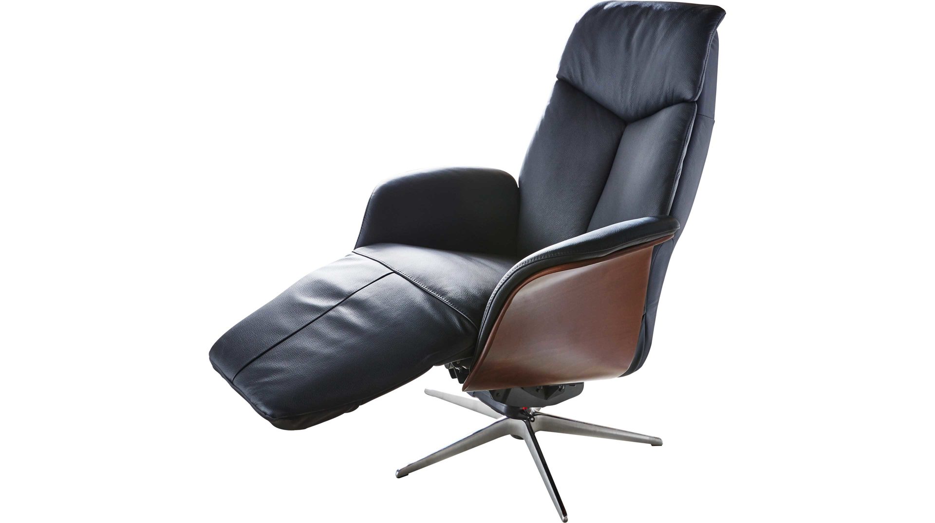 Relaxsessel Hjort knudsen aus Leder in Schwarz Relaxsessel Medium - Polstermöbel schwarzes Leder Soleda Split 441 & Sternfuß