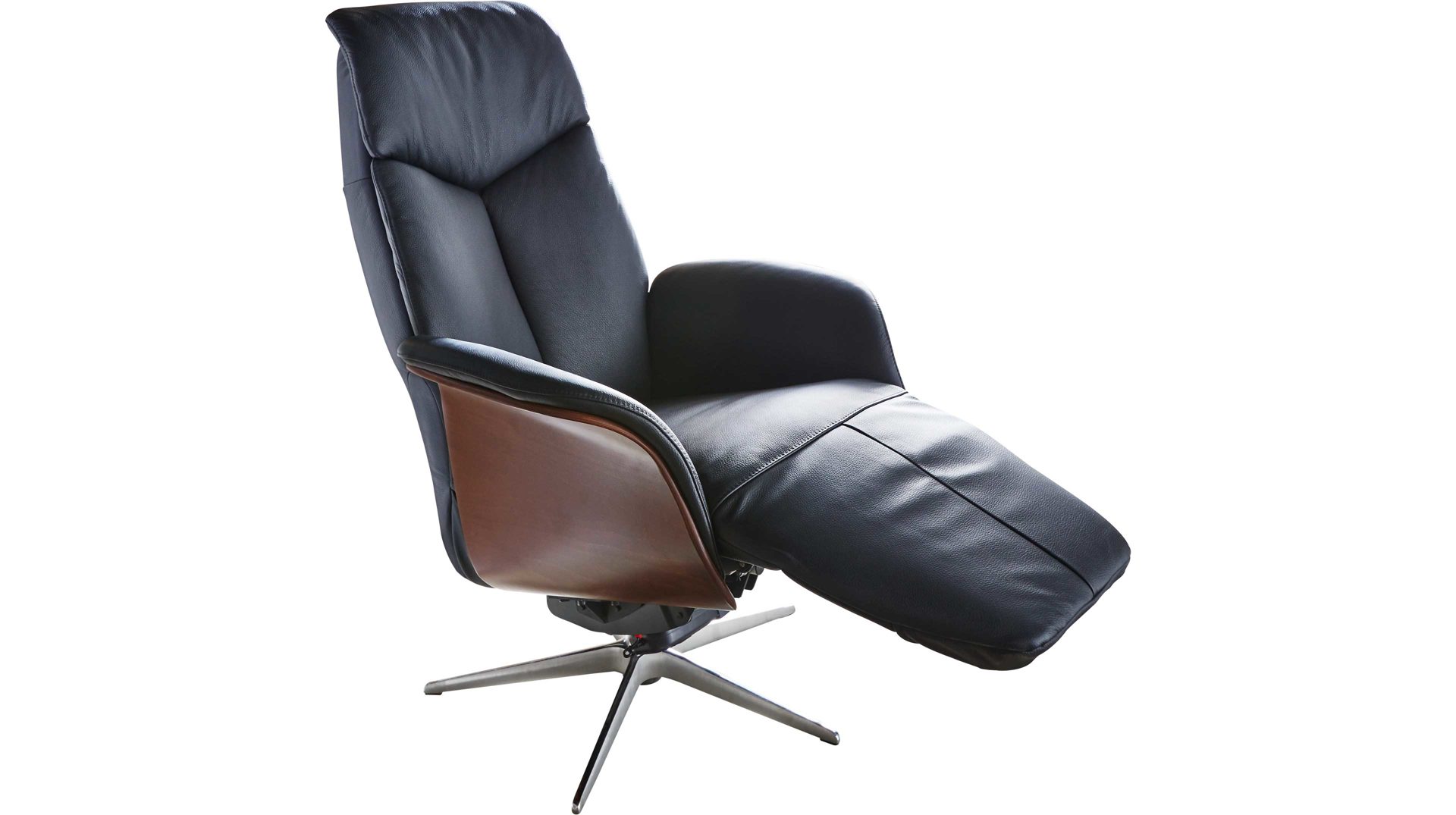 Relaxsessel Hjort knudsen aus Leder in Schwarz Relaxsessel Medium - Polstermöbel schwarzes Leder Soleda Split 441 & Sternfuß