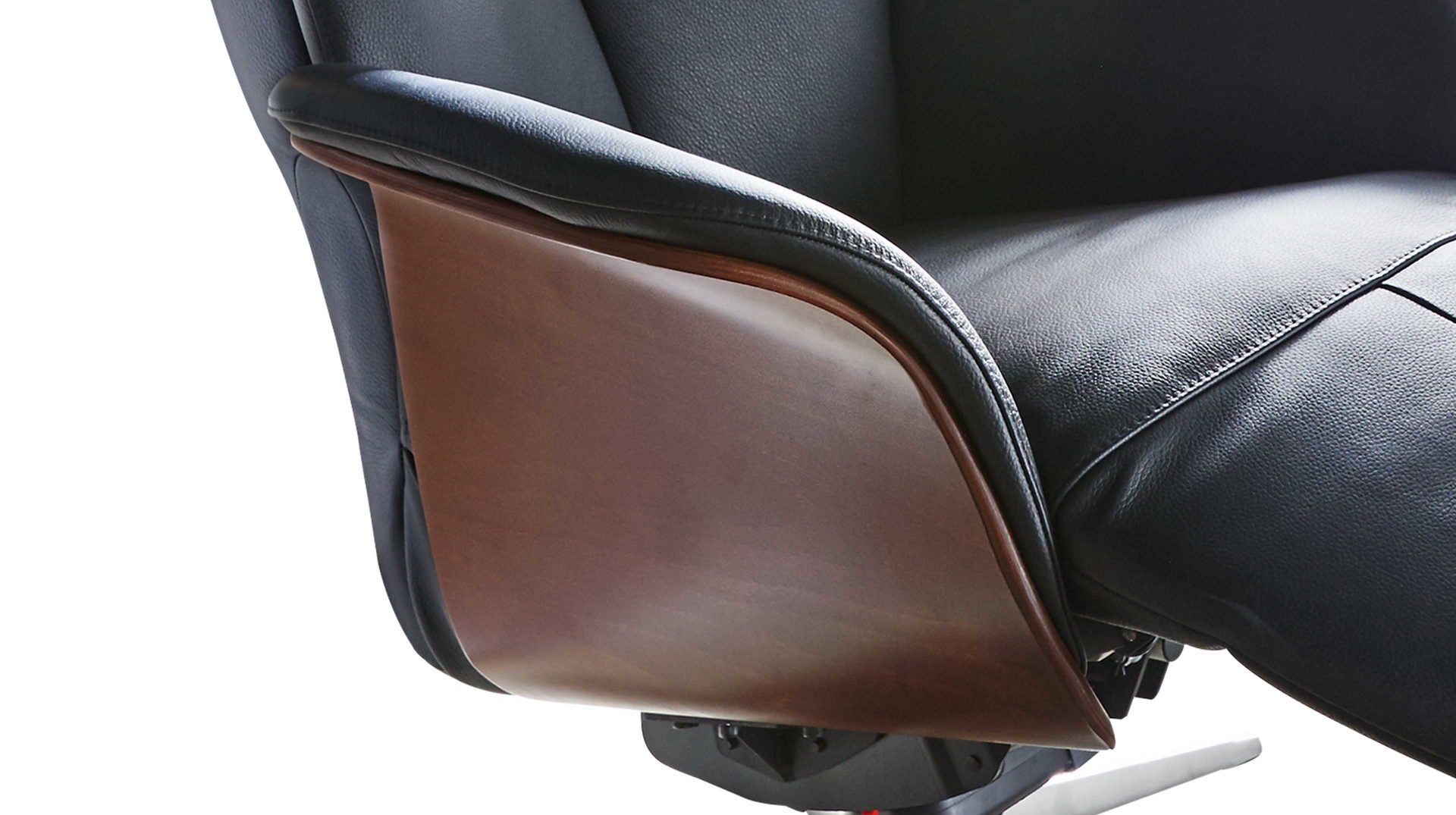 Relaxsessel Hjort knudsen aus Leder in Schwarz Relaxsessel Medium - Polstermöbel schwarzes Leder Soleda Split 441 & Sternfuß