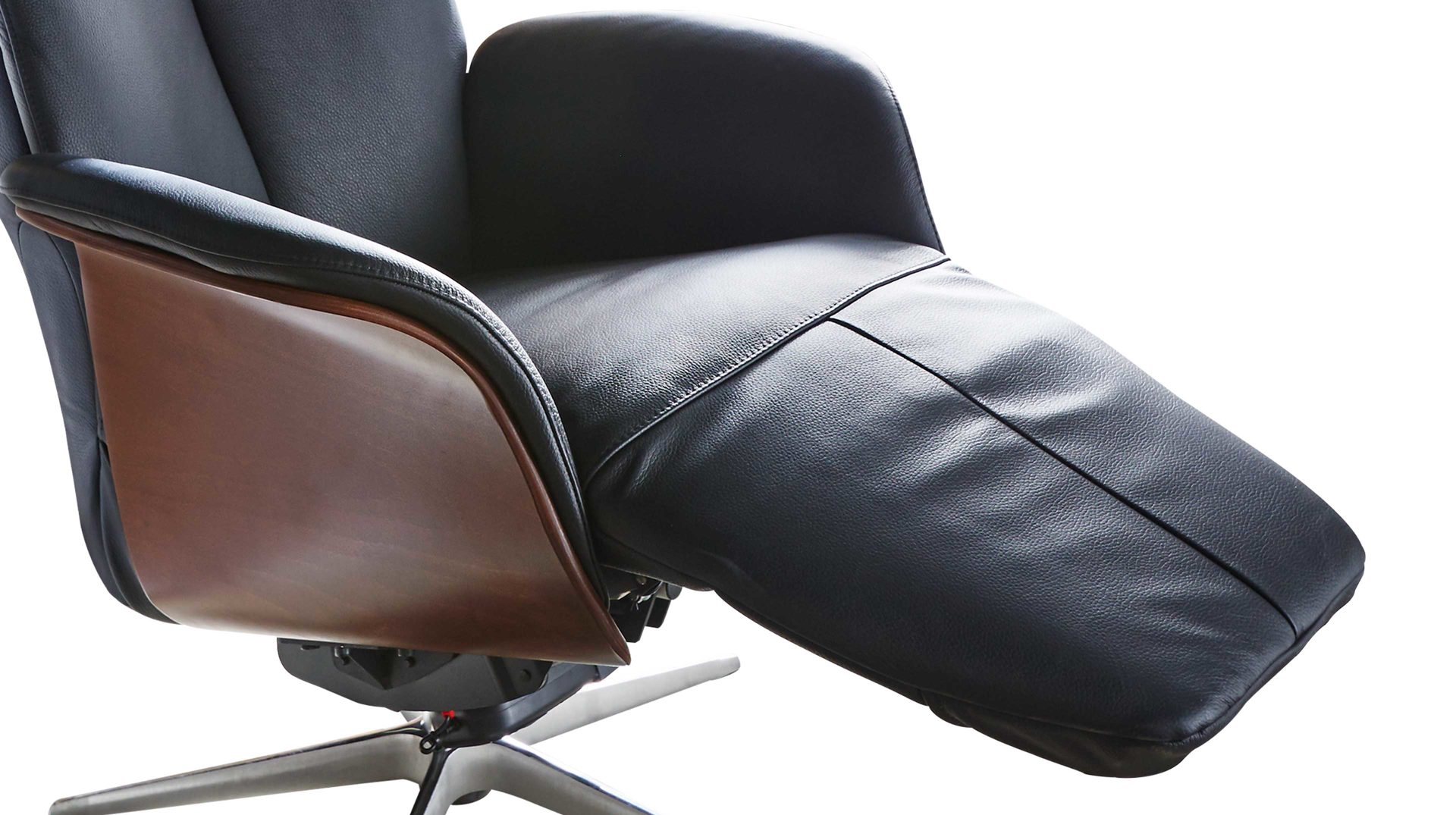 Relaxsessel Hjort knudsen aus Leder in Schwarz Relaxsessel Medium - Polstermöbel schwarzes Leder Soleda Split 441 & Sternfuß