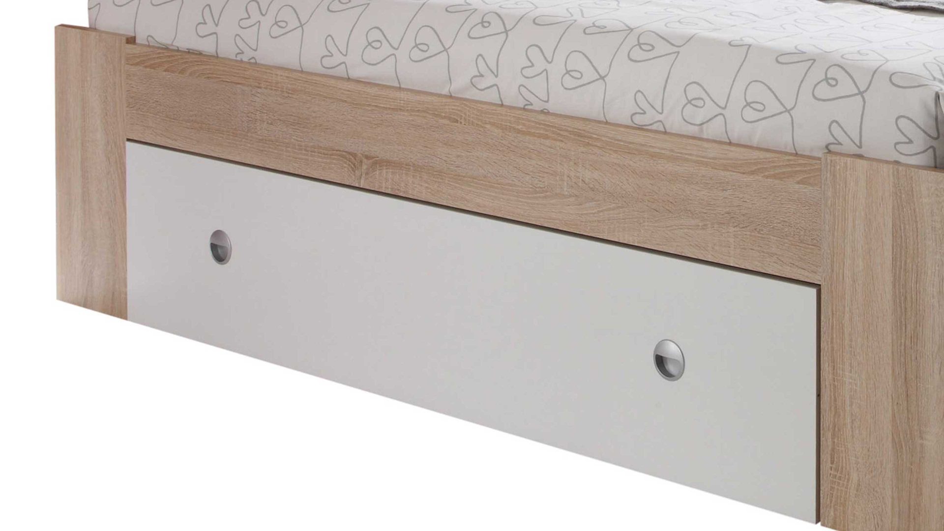 Funktionsbett Pol-power aus Holz in Holzfarben Funktionsbettgestell Sonoma Eiche & Weiß – Liegefläche ca. 180 x 200 cm