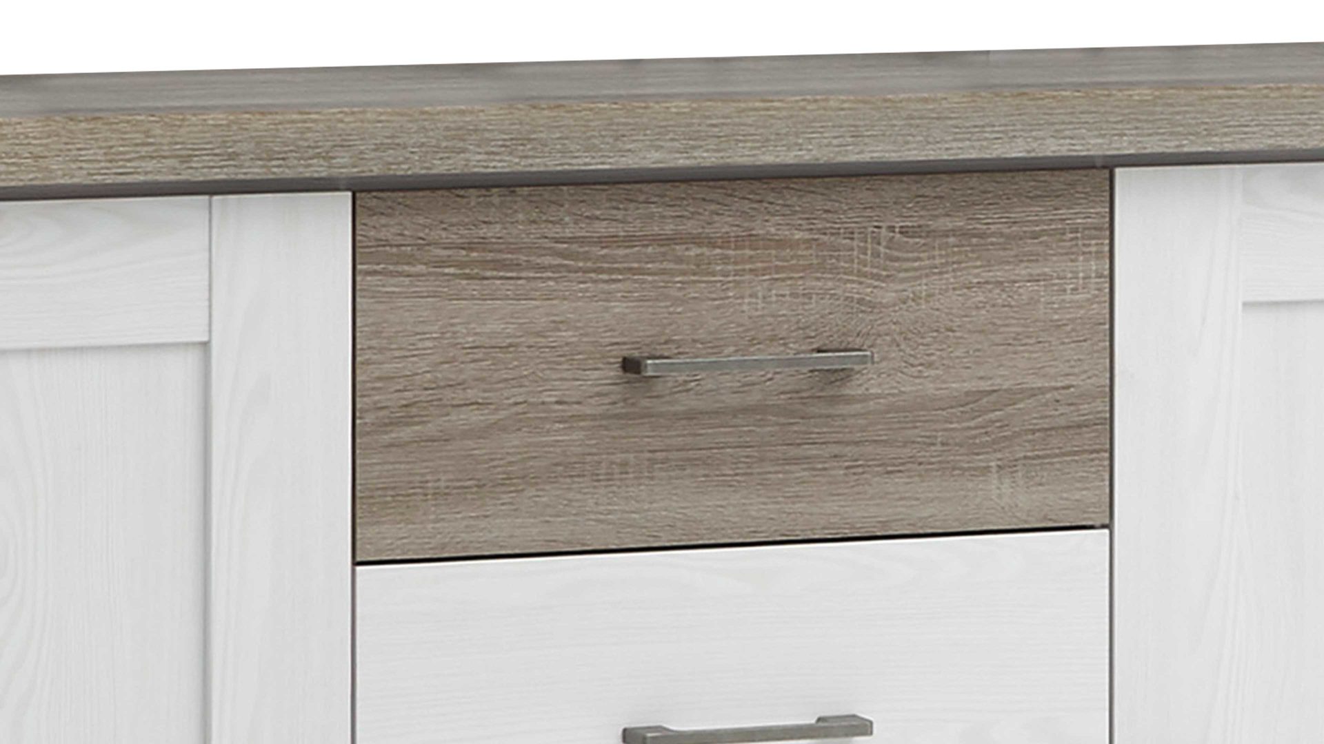 Kombikommode Pol-power aus Holz in Weiß Kombikommode weiße Pinie & Trüffel -  zwei Türen, vier Schubladen